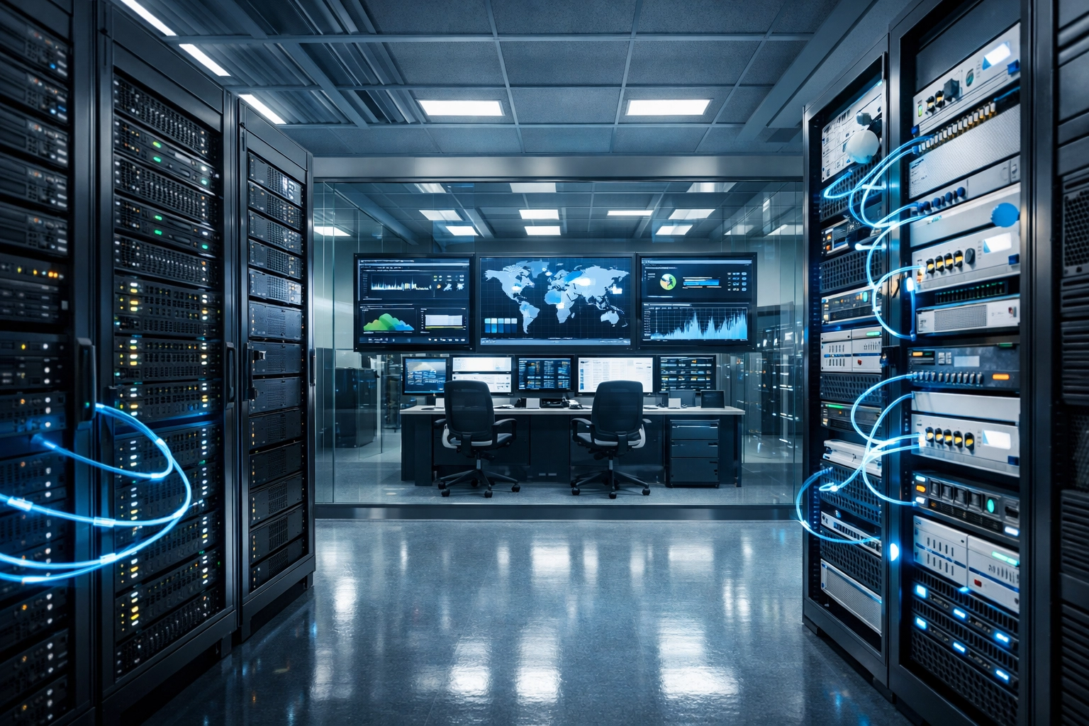 Hybrid private cloud infrastructure with monitoring dashboards in enterprise datacenter