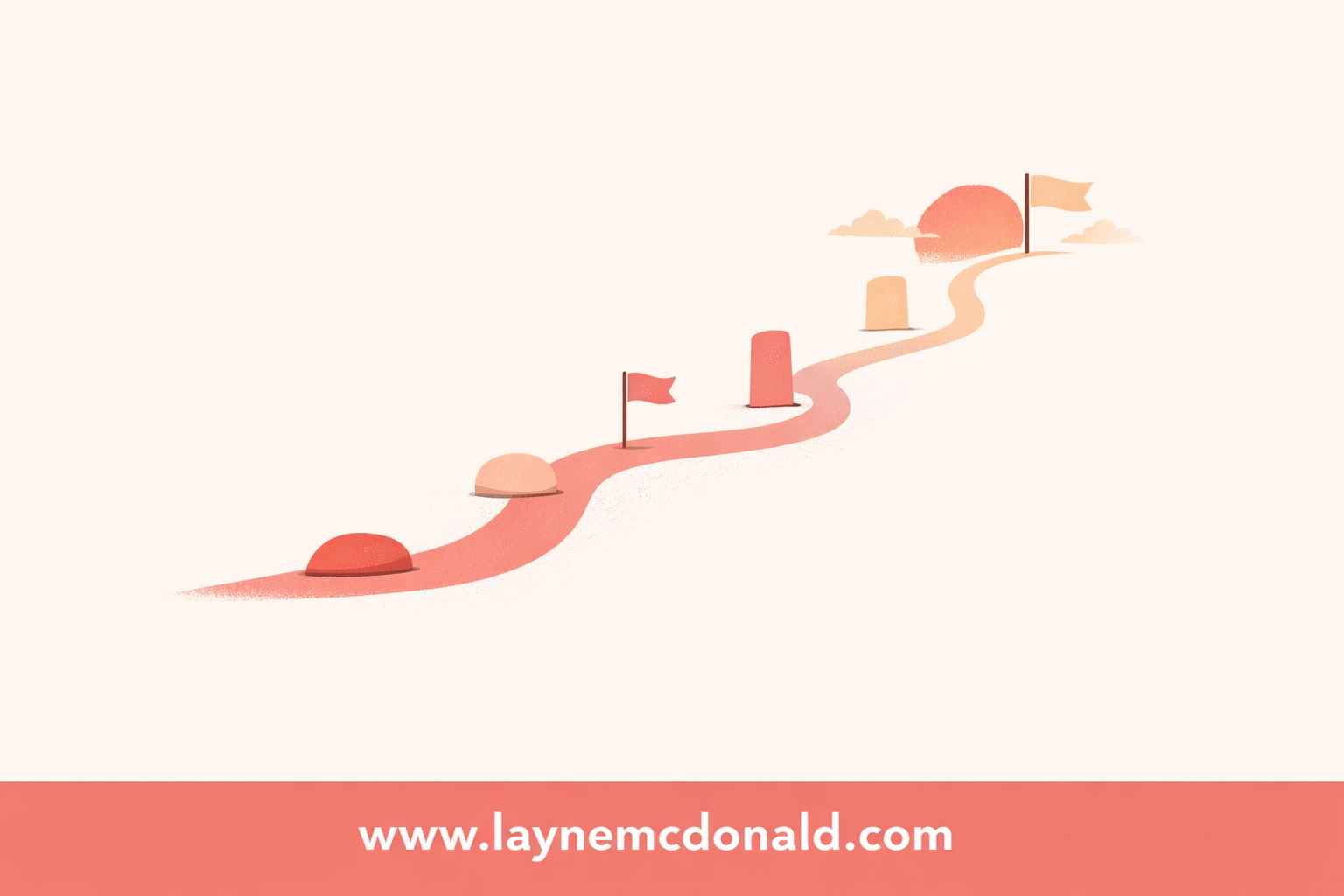 Winding spiritual growth path with milestones showing gradual faith transformation over time