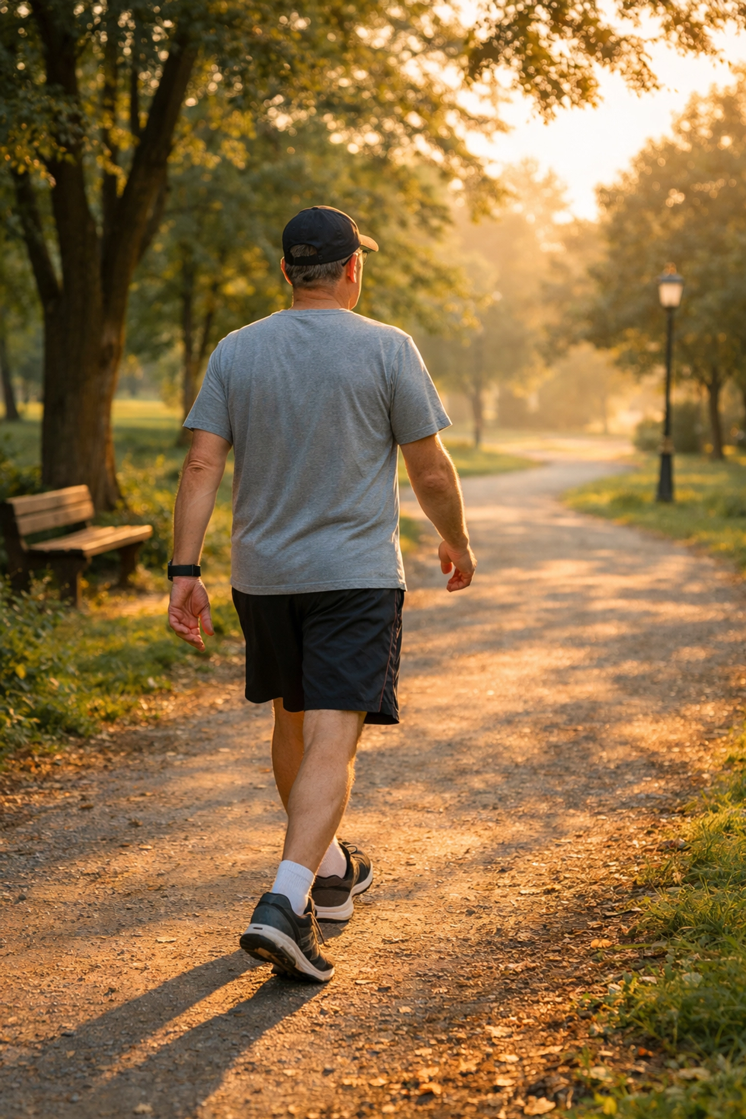 Férfi sétál a parkban - rendszeres testmozgás javítja a merevedési problémákat