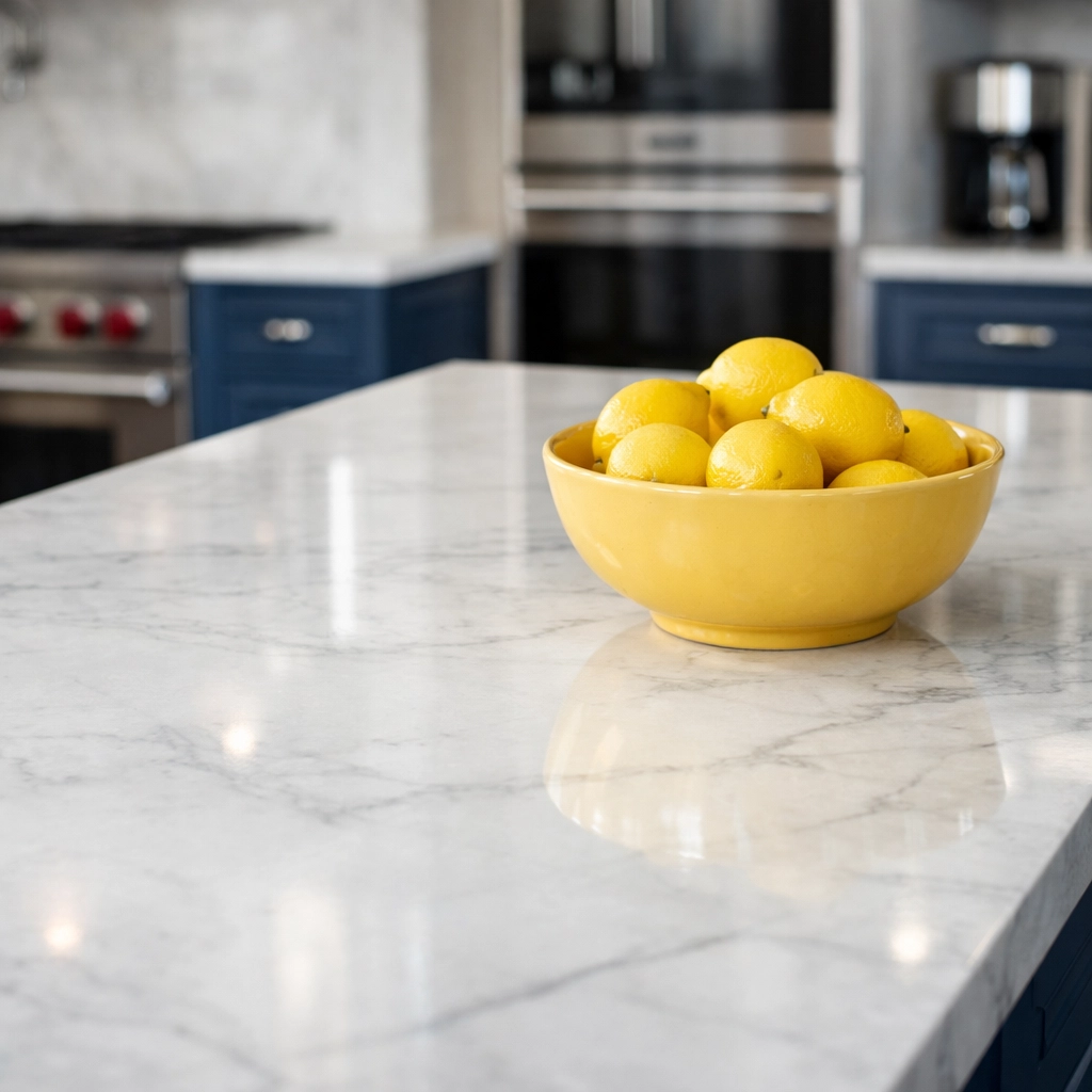 Streak-free marble kitchen island highlighting detail-oriented residential cleaning in Easton.