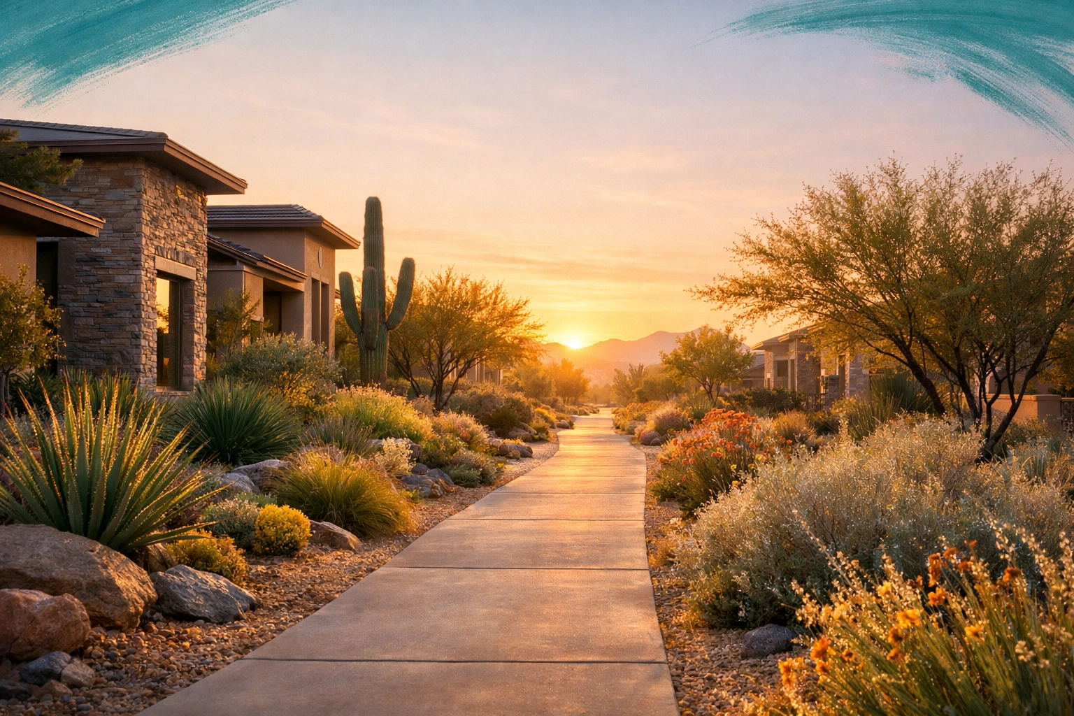 A peaceful Arizona residential street at sunrise symbolizing clarity in the Phoenix housing market.