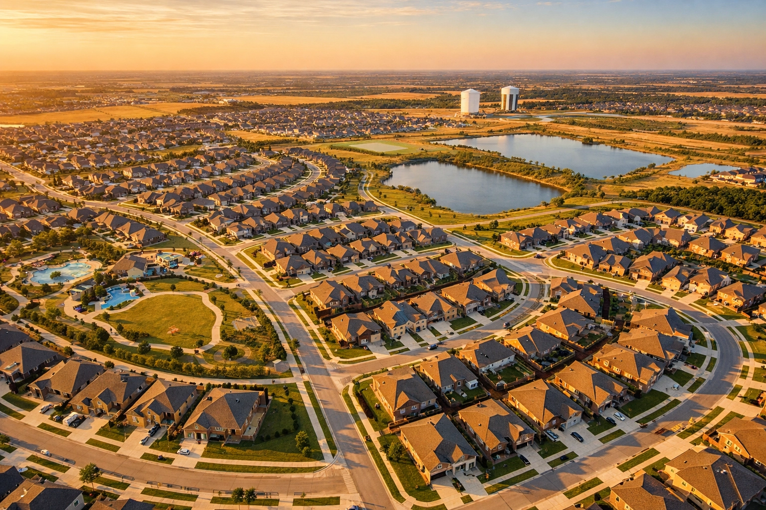 Aerial view of North Texas master-planned community showing residential development and infrastructure