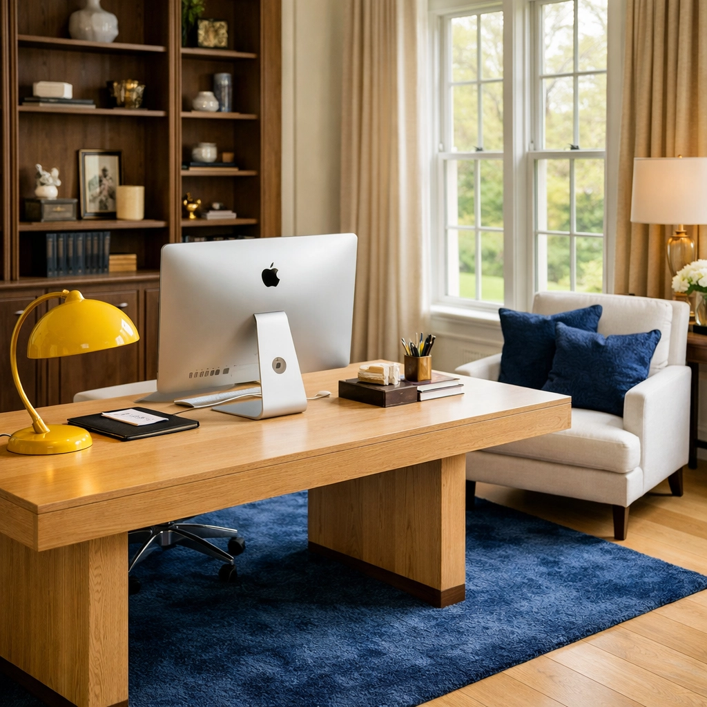 Impeccably clean high-end home office in Massachusetts showing expert deep cleaning for MetroWest residents.