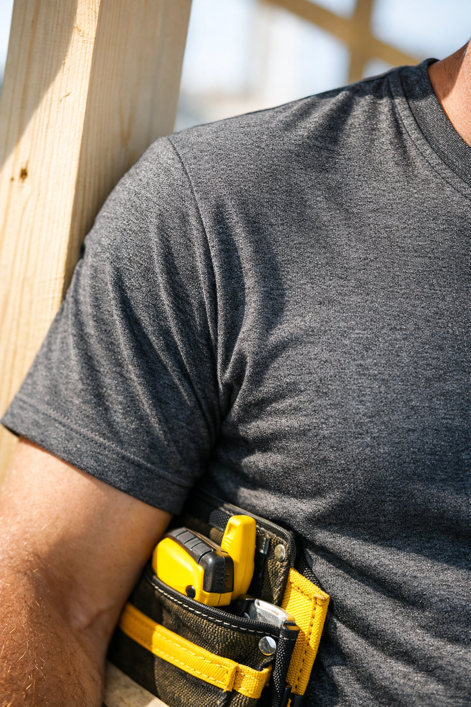 Comfortable charcoal grey bulk custom t shirt in soft ringspun cotton for construction crews.