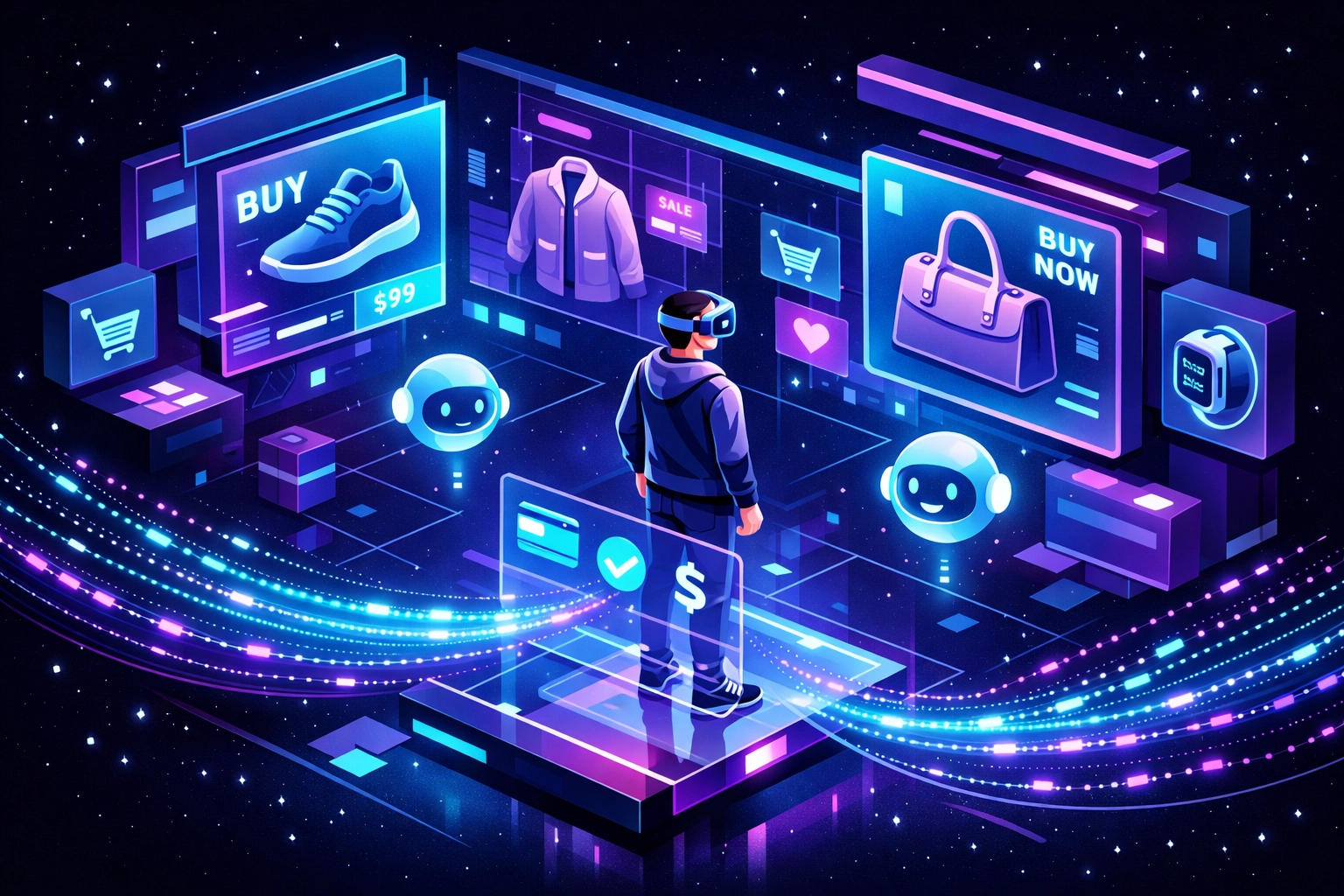 AI-powered metaverse shopping environment with cryptocurrency payment integration