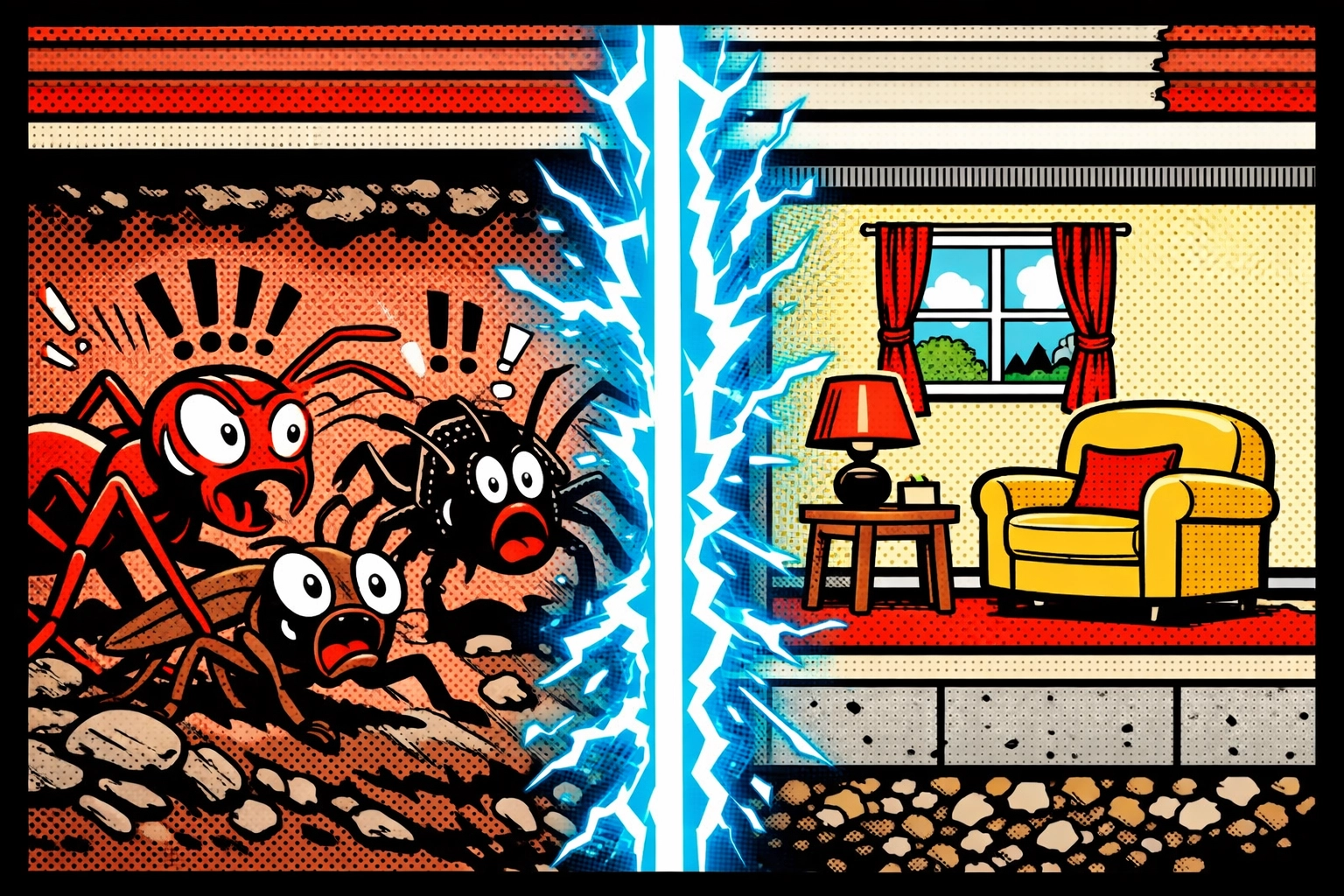 Protective pest barrier blocking ants, spiders, and roaches from entering Alabama home