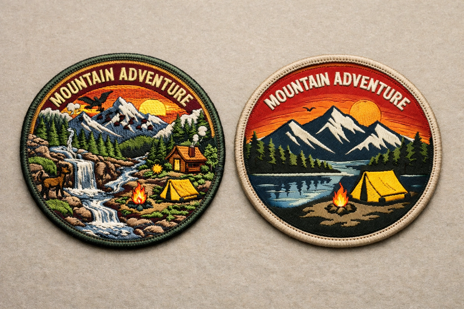 Comparison of complex versus simplified patch designs showing clarity difference