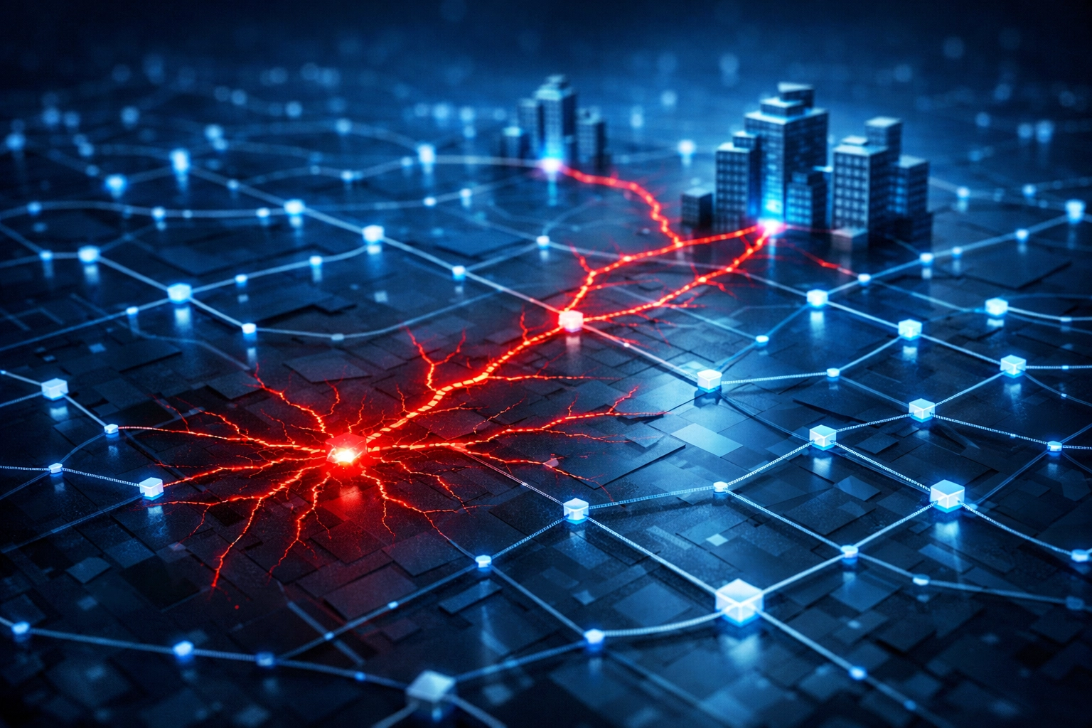 Network diagram showing how small business breach spreads to larger corporate targets