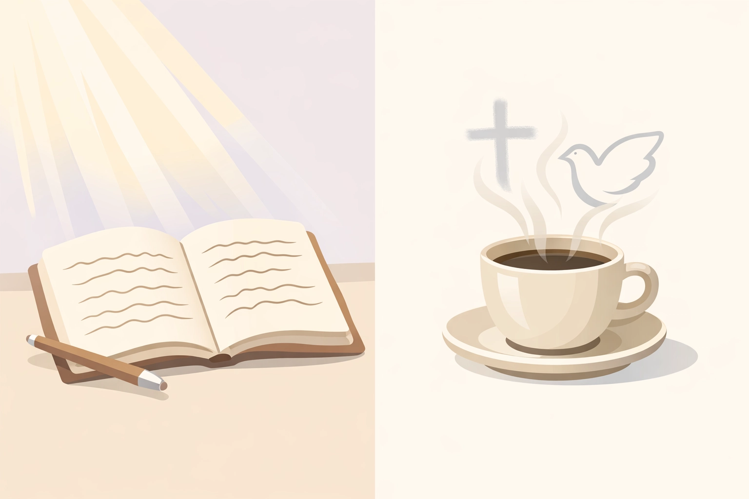 Morning devotional journal and coffee illustrating Christian writing practice
