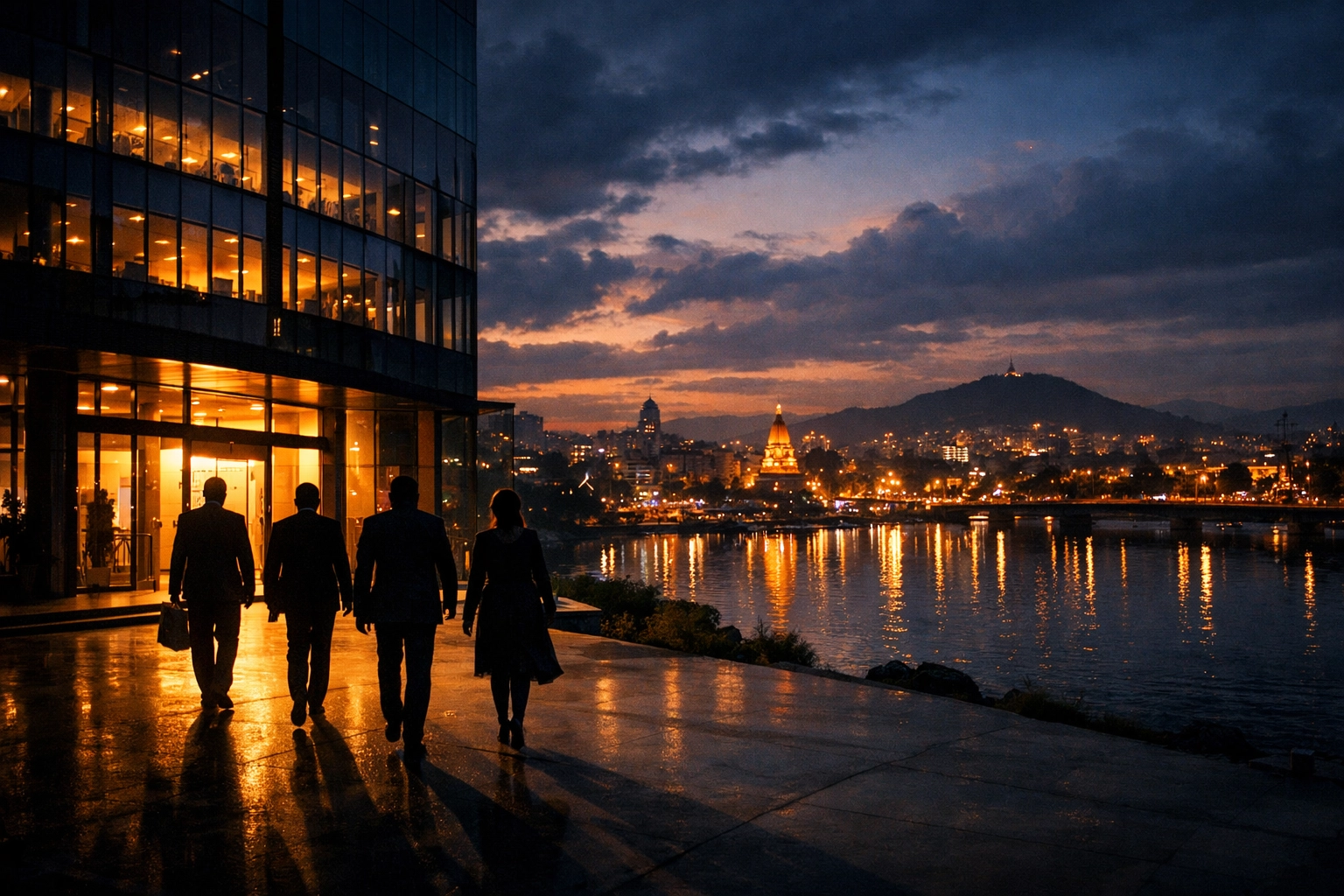 SIT investigation team entering a corporate building during the TCS Nashik Case inquiry.