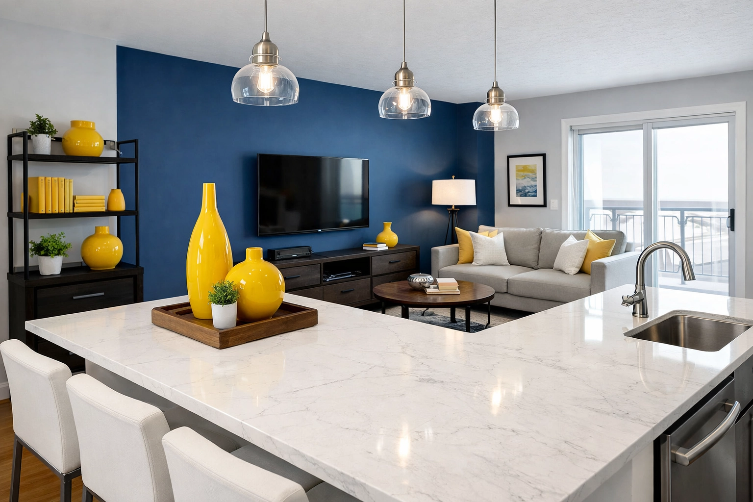 Spotless modern apartment in Leominster MA following professional apartment cleaning services.