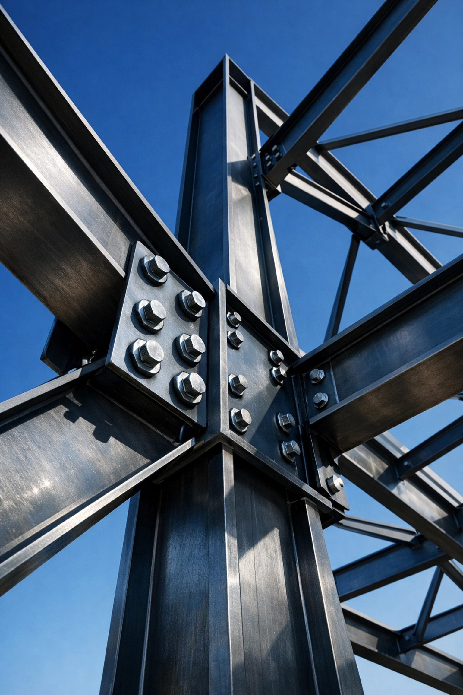Structural steel framework of a building demonstrating general liability and umbrella insurance needs.