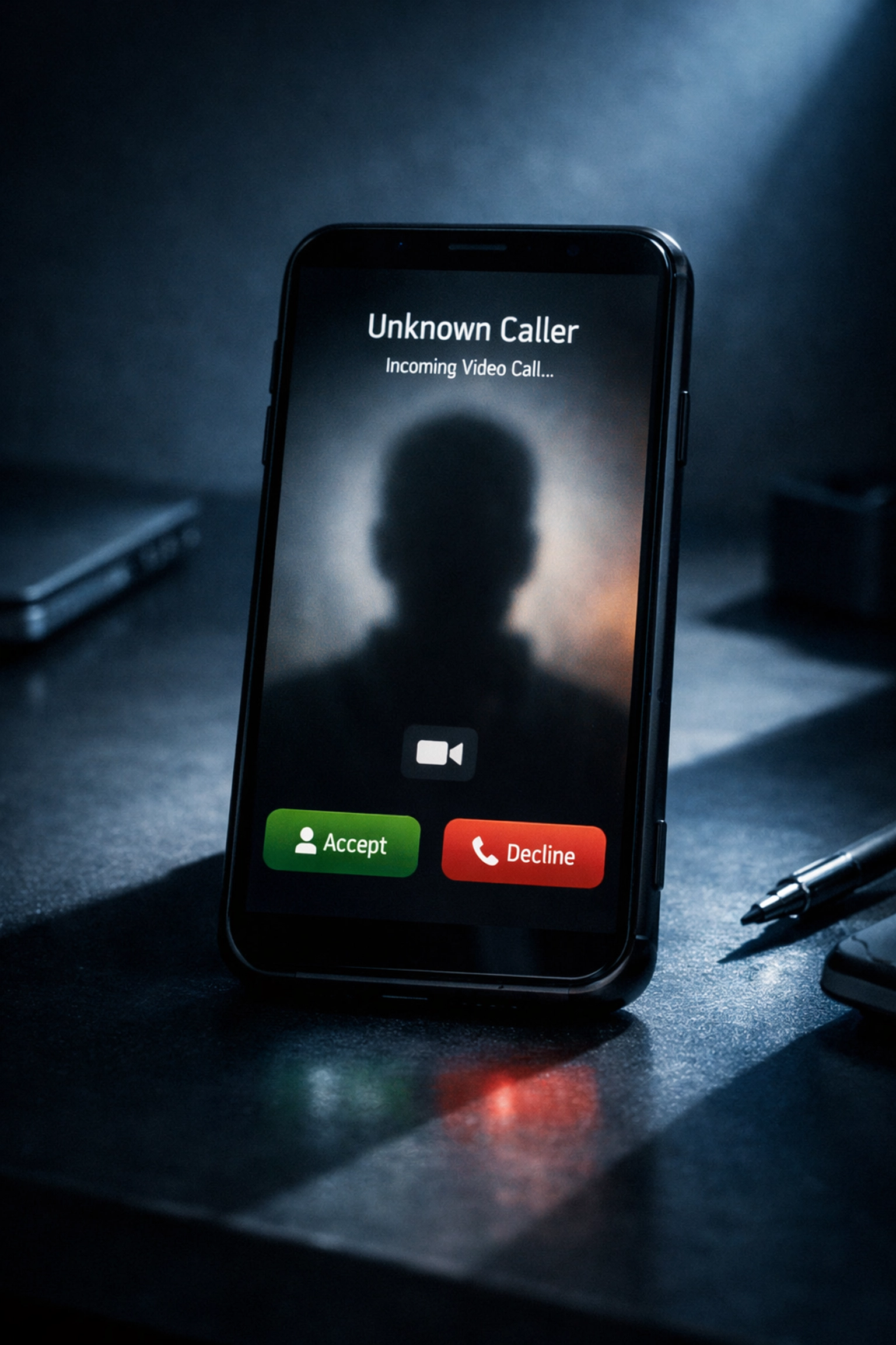 Deepfake Fraud Prevention: How to Protect Your Money From AI Voice and Video Scams 1 Smartphone displaying suspicious video call from potential deepfake scammer