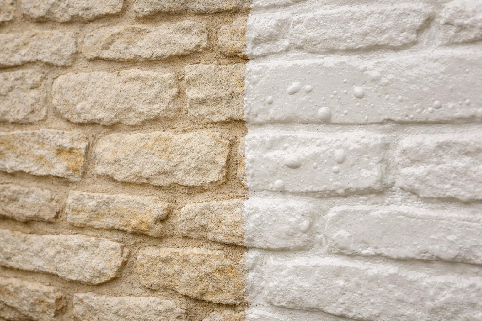 Cotswold stone wall comparison: breathable limewash versus modern acrylic paint deterioration