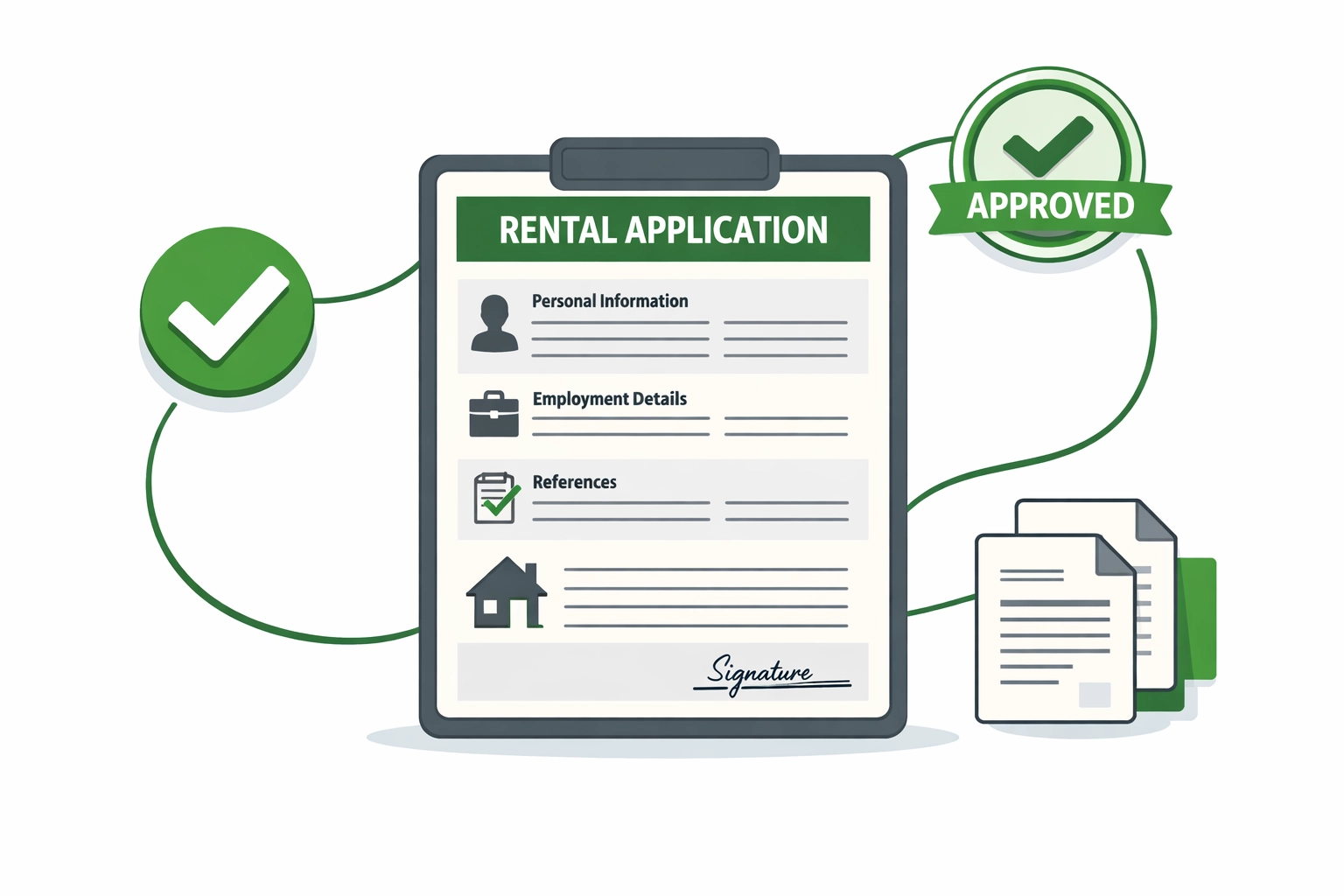 Complete rental application form with verified checkmarks for Phoenix tenant placement