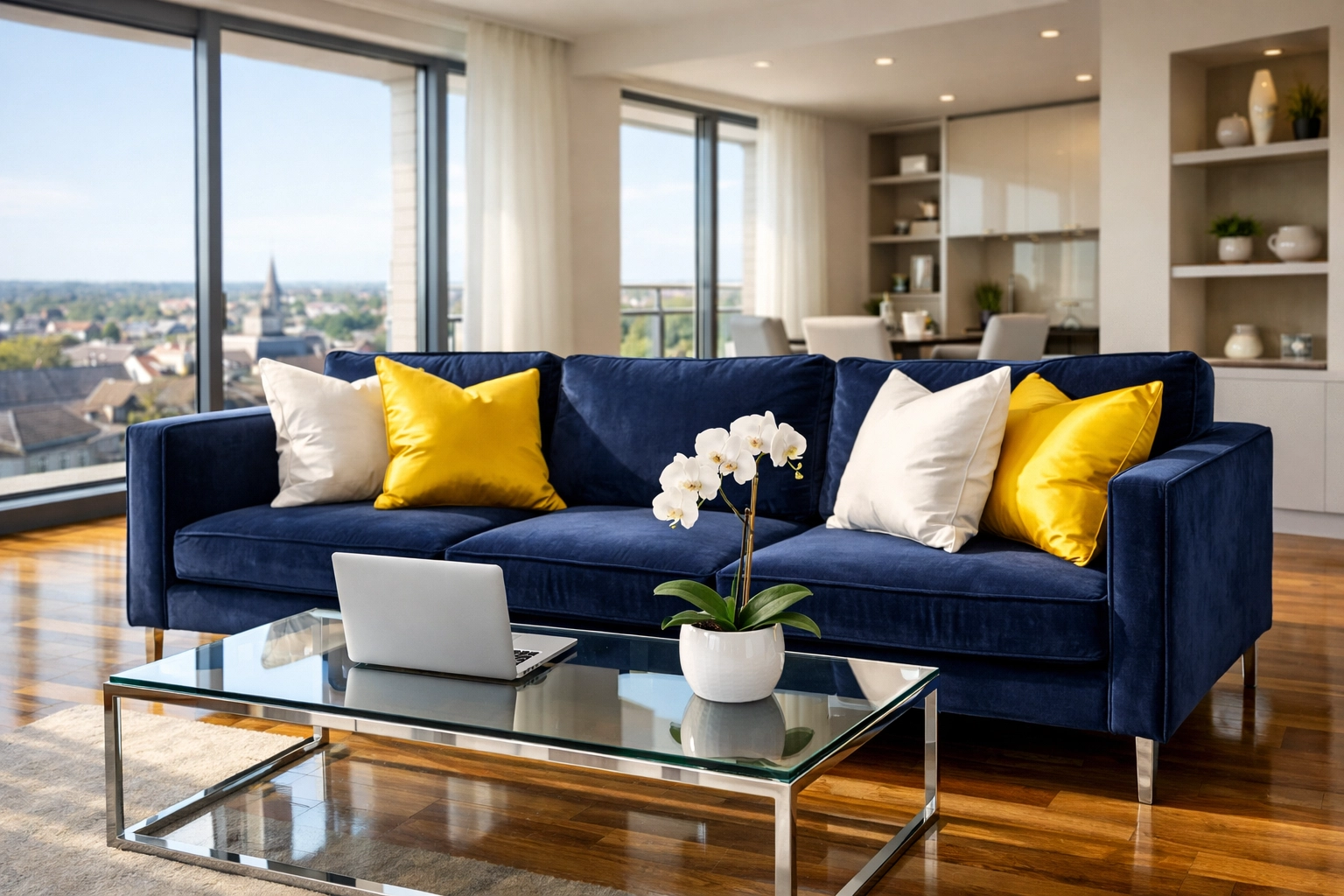 Clean, organized living room in a Leominster apartment showing the results of weekly house cleaning.