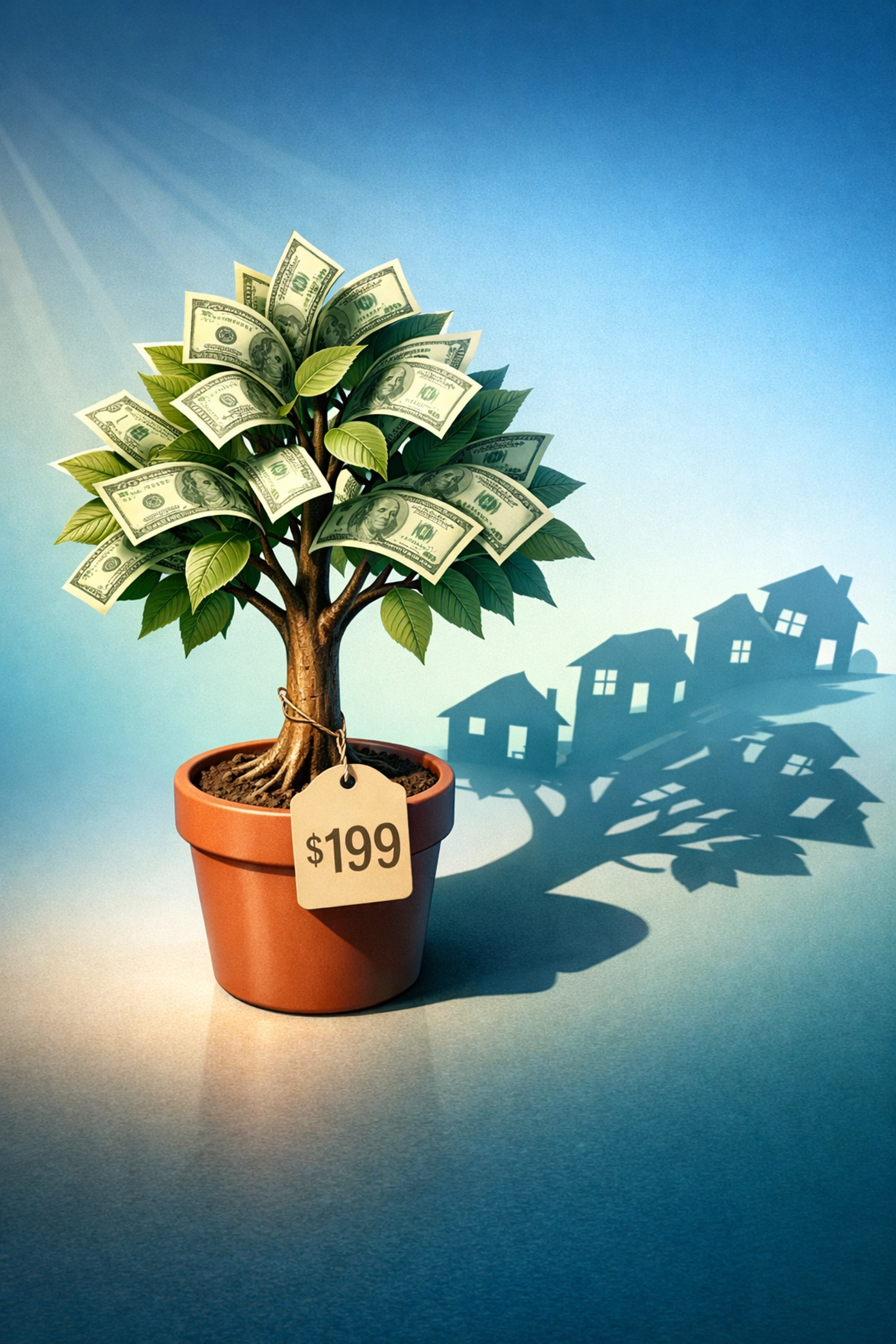 Real estate ROI showing $199 investment growing into multiple listing commissions