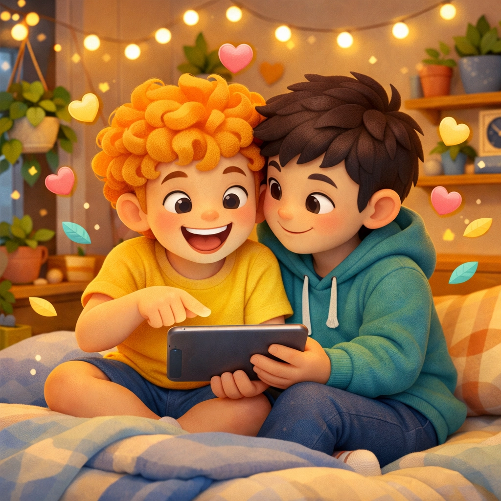 Two men relaxing together in a cozy room, highlighting the theme of queer joy in modern LGBTQ plus stories.