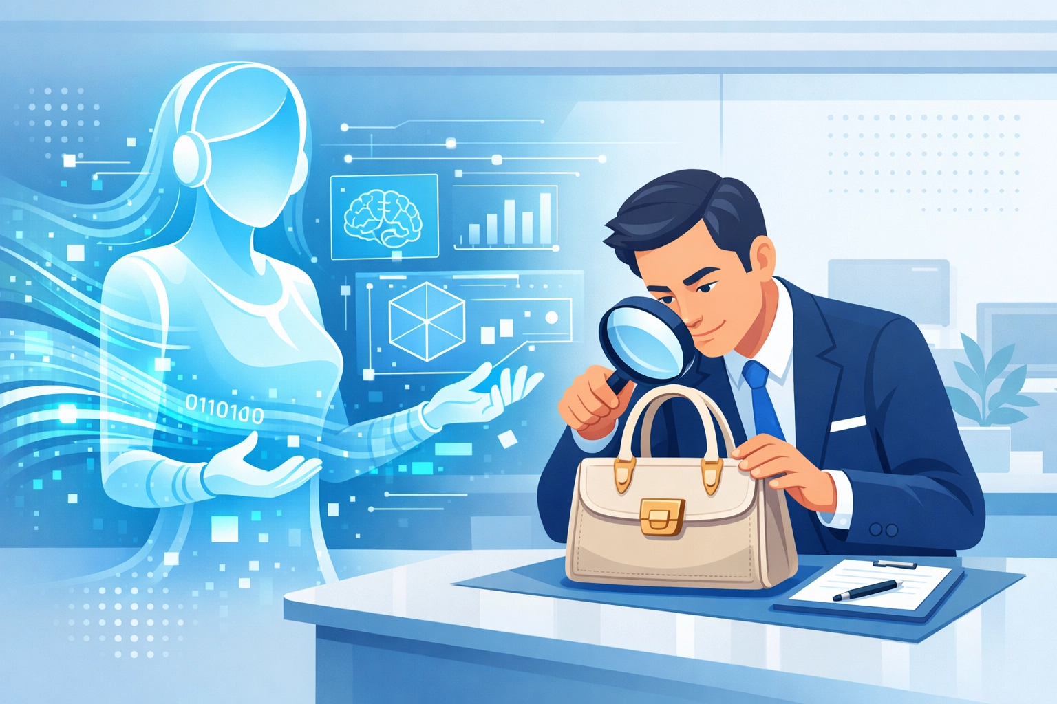 Daisy AI and human experts collaborating on professional luxury authentication service