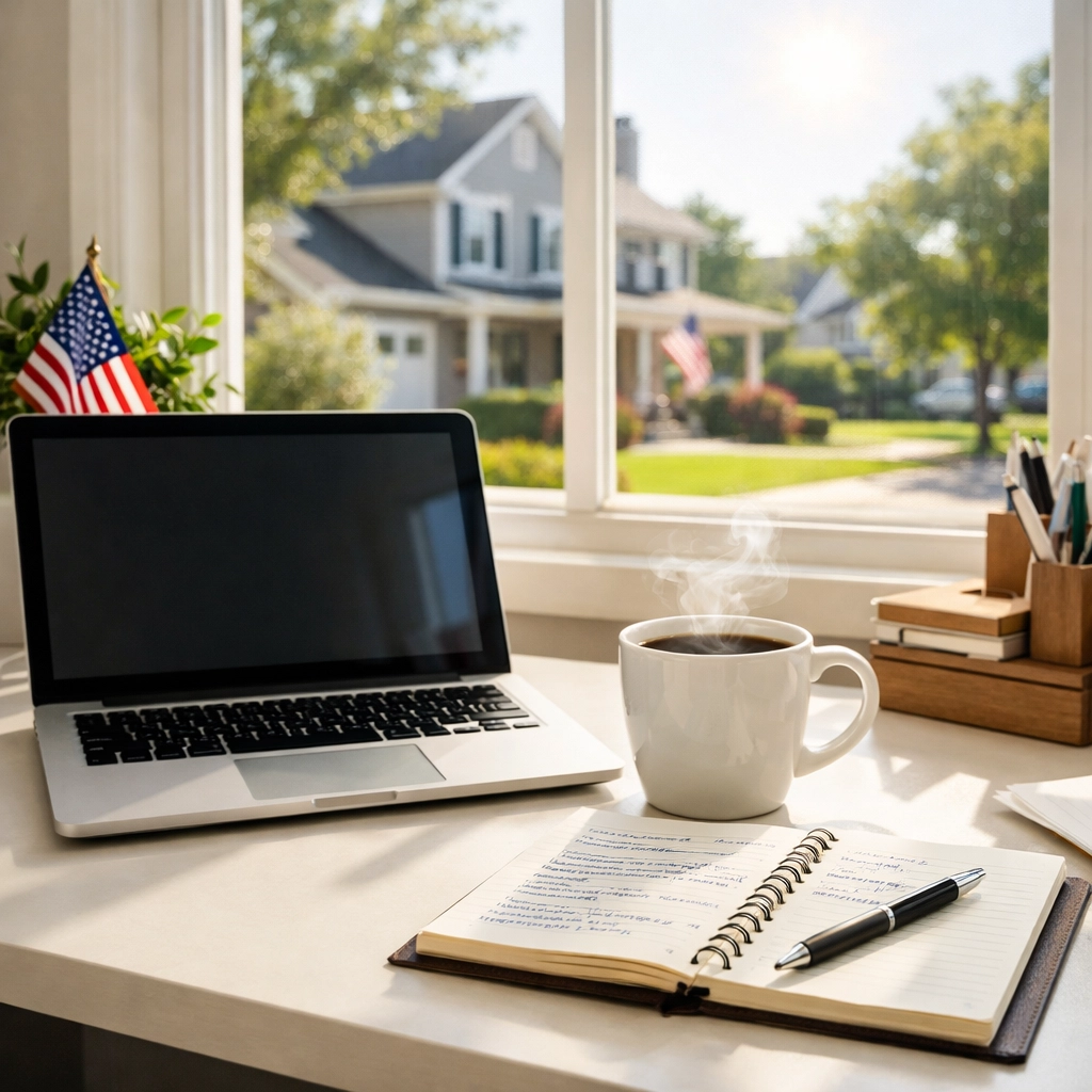 A bright professional workspace representing the daily transparency of Pledge Allegiance press releases.