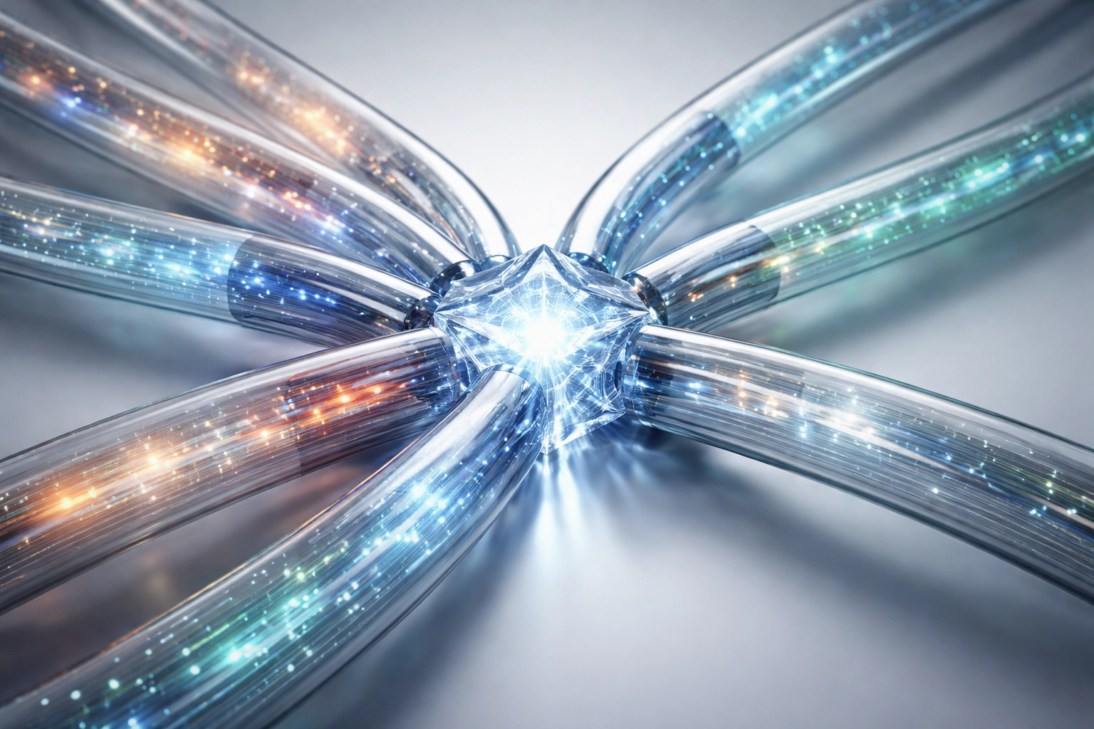 Abstract representation of unified customer data streams merging to enhance personalized marketing analytics