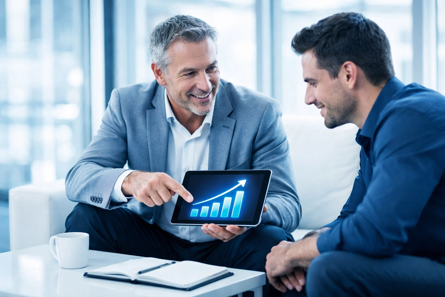 Sales leader providing data-driven coaching to a team member to improve sales performance.