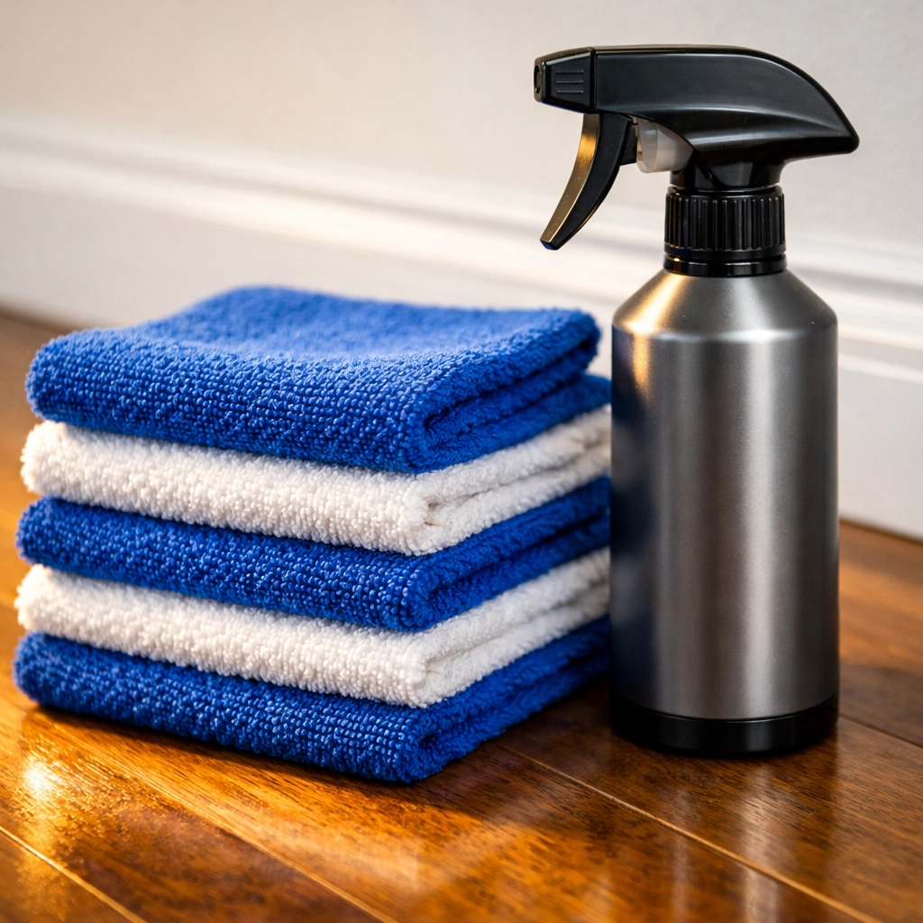 High-quality professional cleaning supplies prepared for a deep Spring Cleaning Massachusetts service.