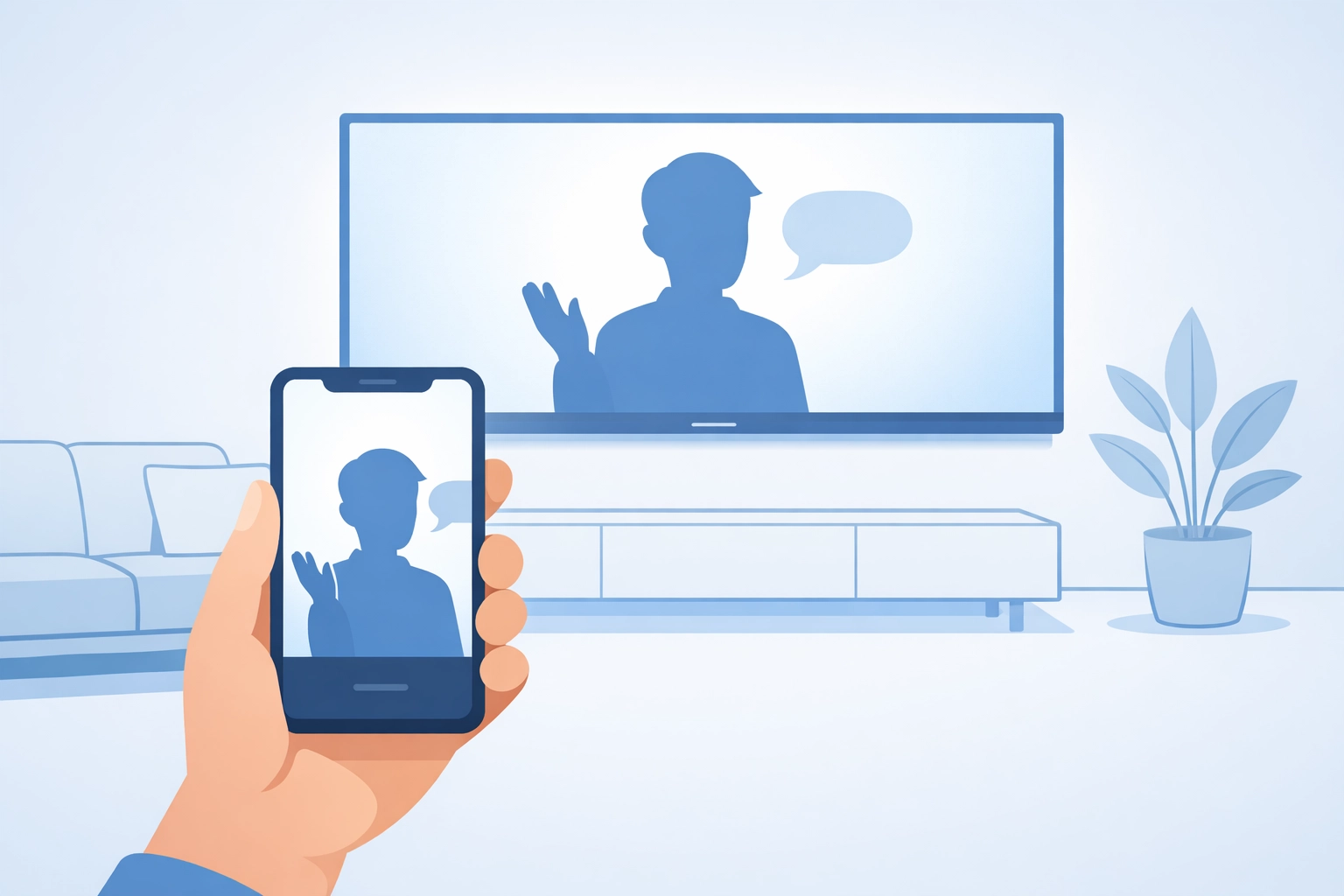 A mobile video appearing on a large television screen, demonstrating CTV ads for political campaigns.