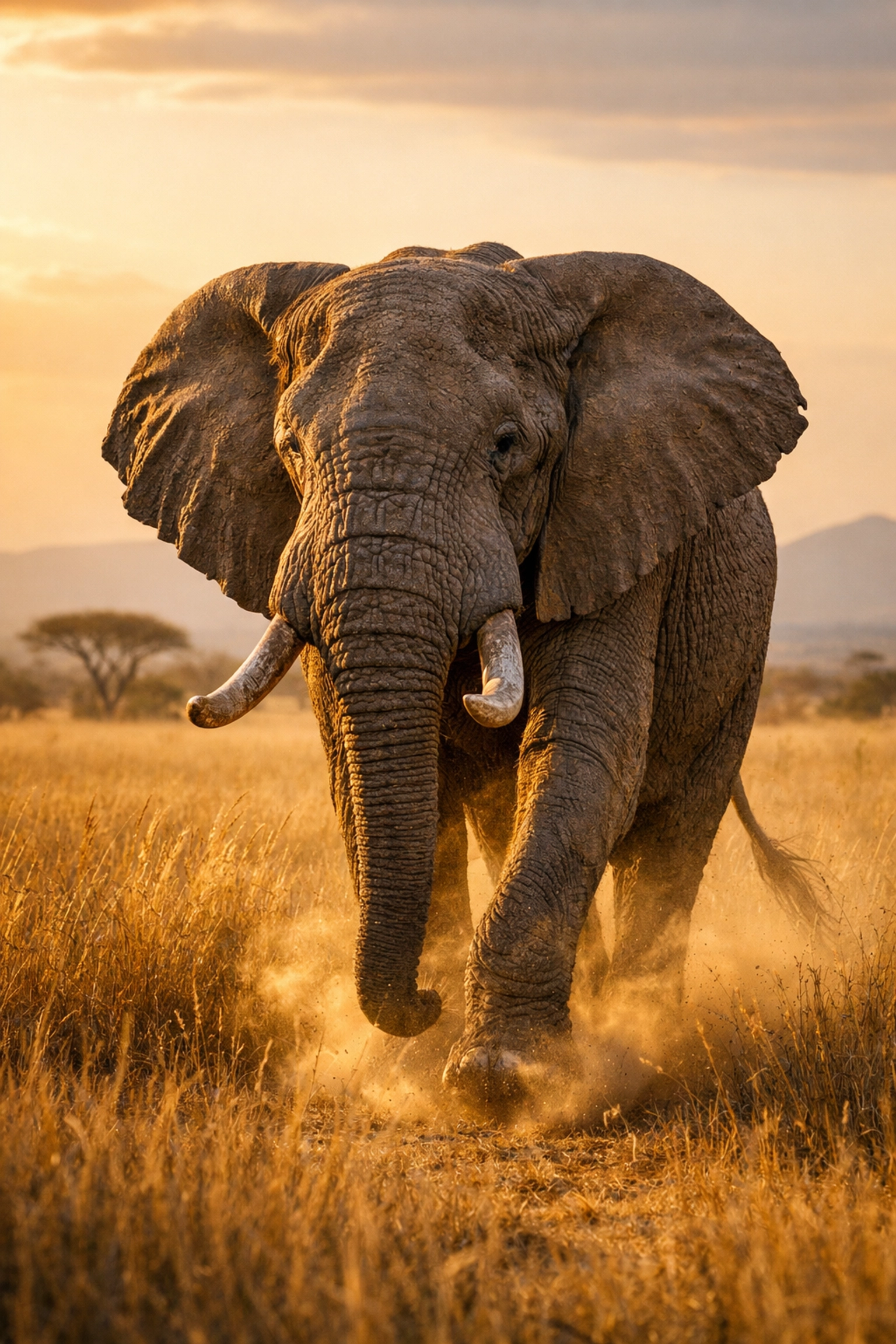 African Elephant in the savannah at golden hour, representing professional conservation storytelling and species spotlights.
