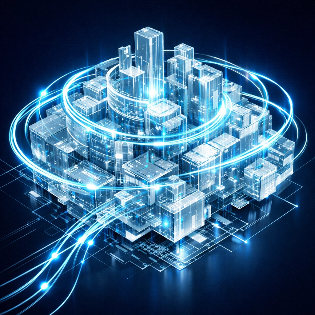 Digital brain representing a proprietary enterprise automation operating model and bespoke software architecture.