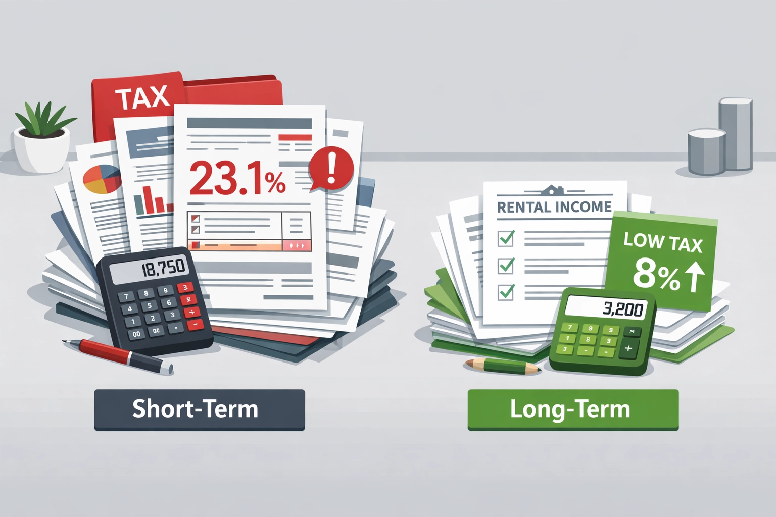 Tax comparison for Phoenix rental properties showing short-term vs long-term advantages