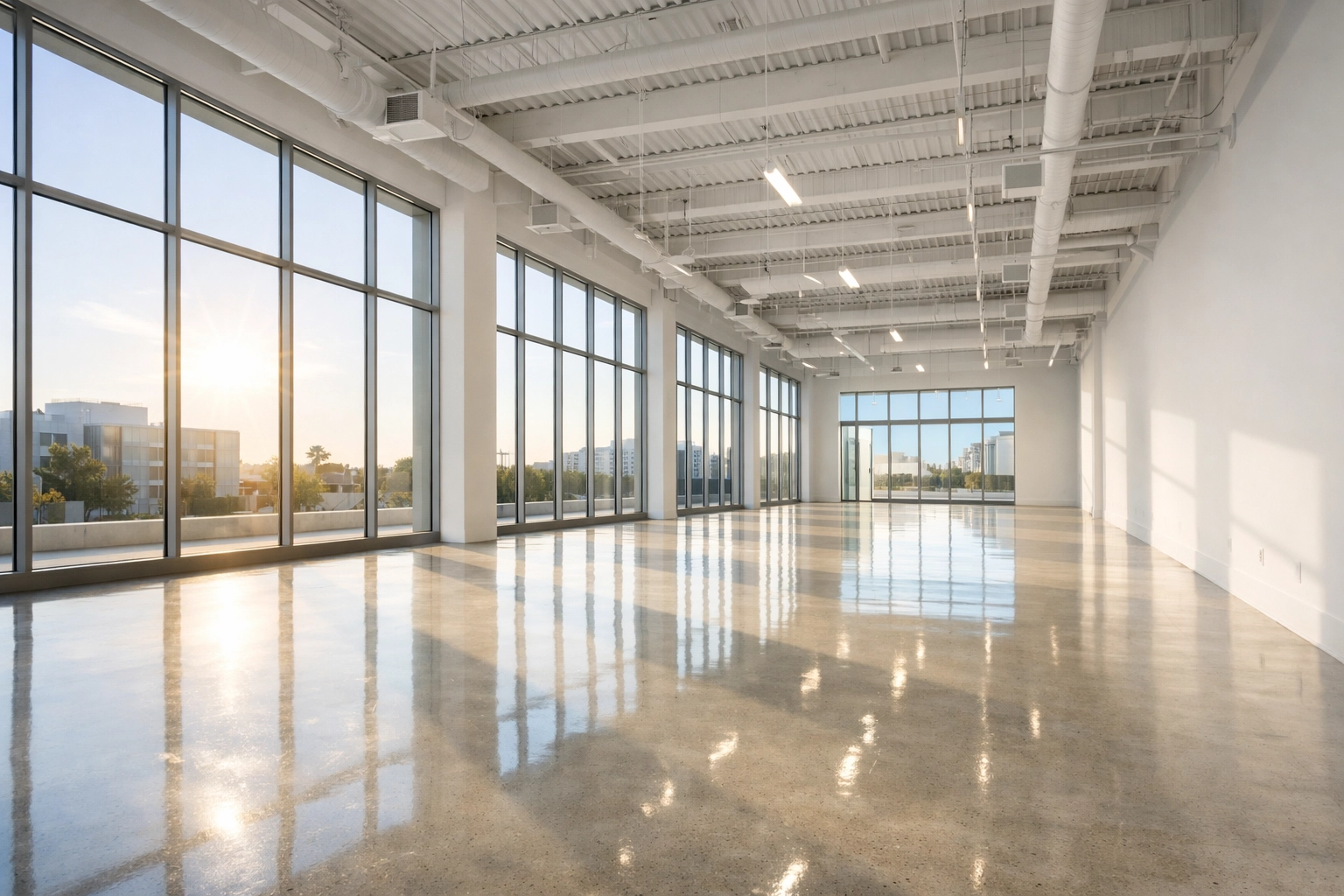 Spacious sunlit commercial retail interior illustrating a clean slate property after a Section 363 bankruptcy sale.
