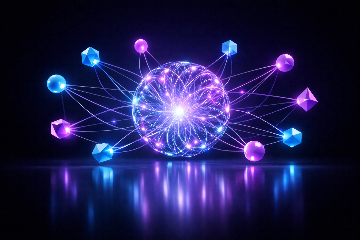 Visual representation of an AI digital brain connecting local business data points for SEO.