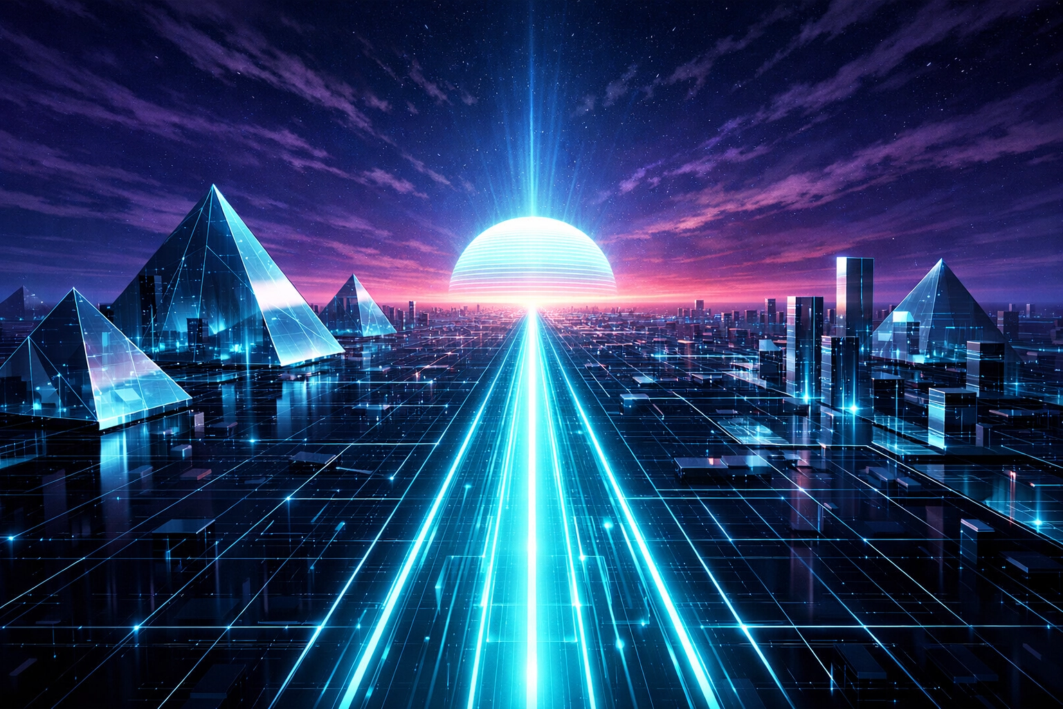 A digital landscape representing technical SEO and infrastructure scaling for high-traffic websites.