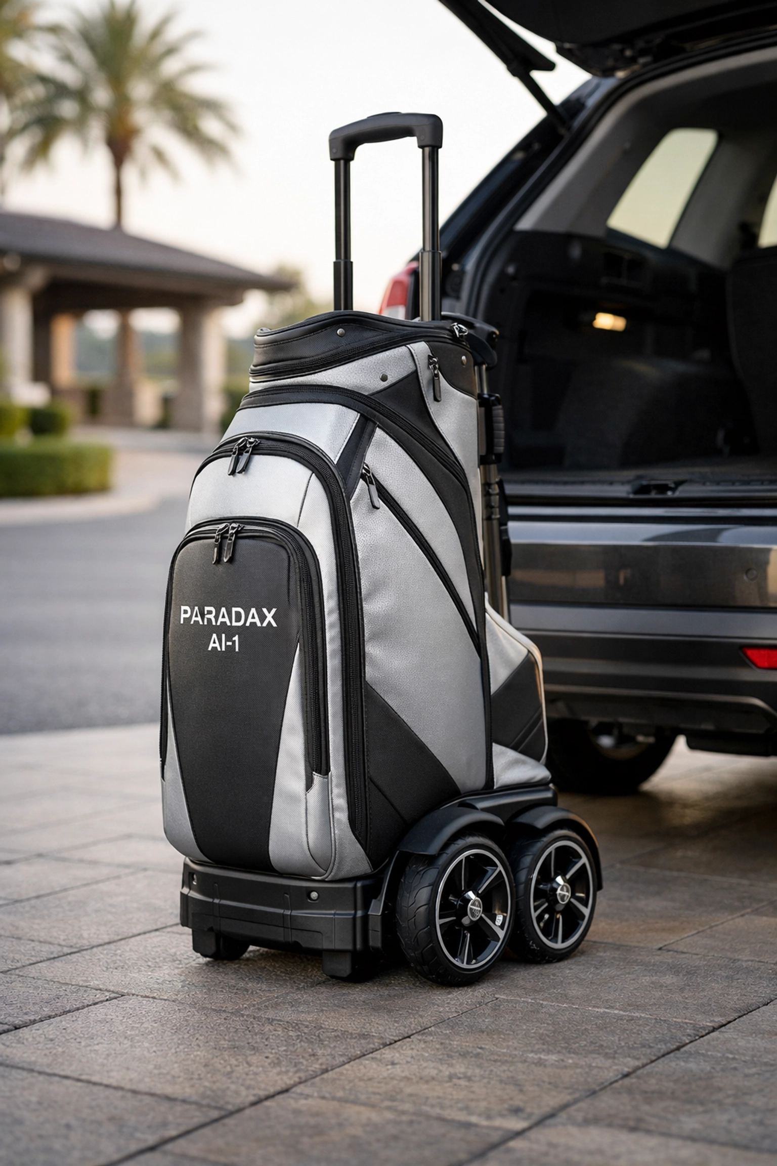 PARADAX AI-1 all in one golf bag with wheels and handle, the ultimate foldable golf bag for travel.