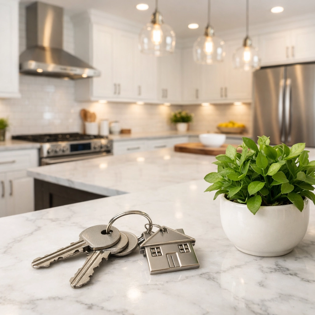 Masterfully renovated kitchen in an Atlanta rental home, representing professional property management and care.
