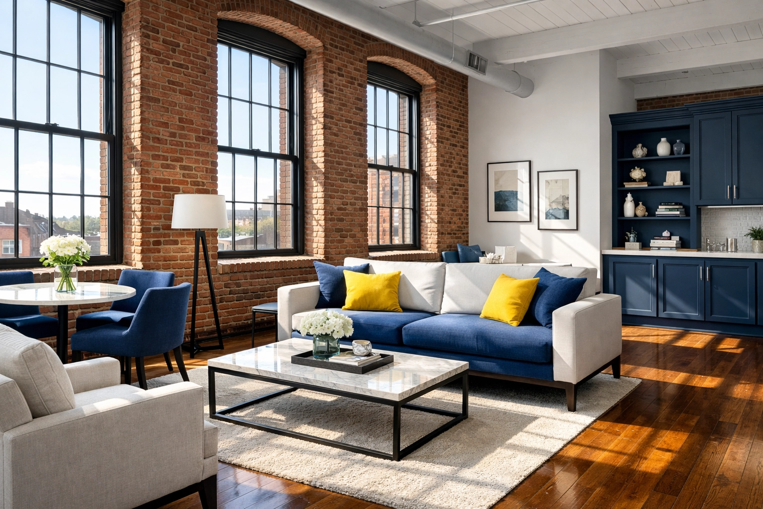 Spotless Lowell mill loft interior after a professional deep cleaning Lowell service.