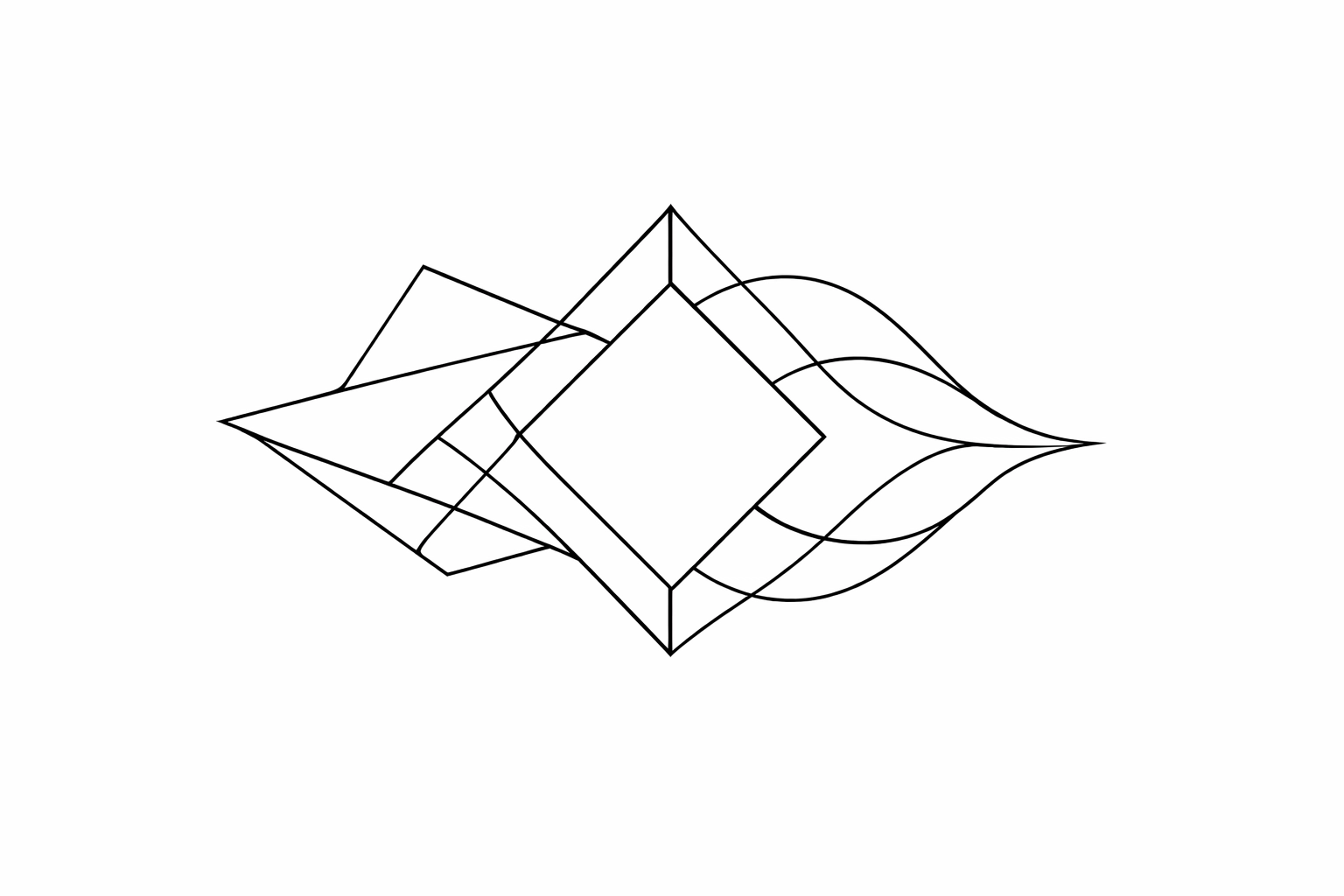 Monochrome geometric art of interlocking shapes representing leadership team unity and shared core values.