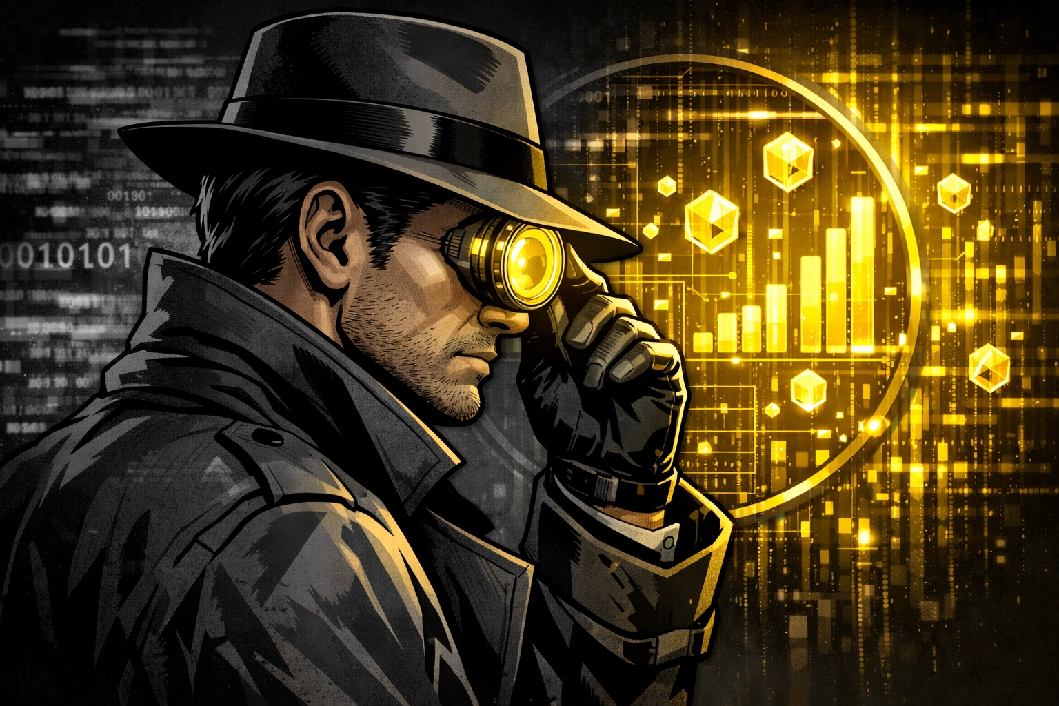 Detective character finding hidden profit through Amazon account management services.