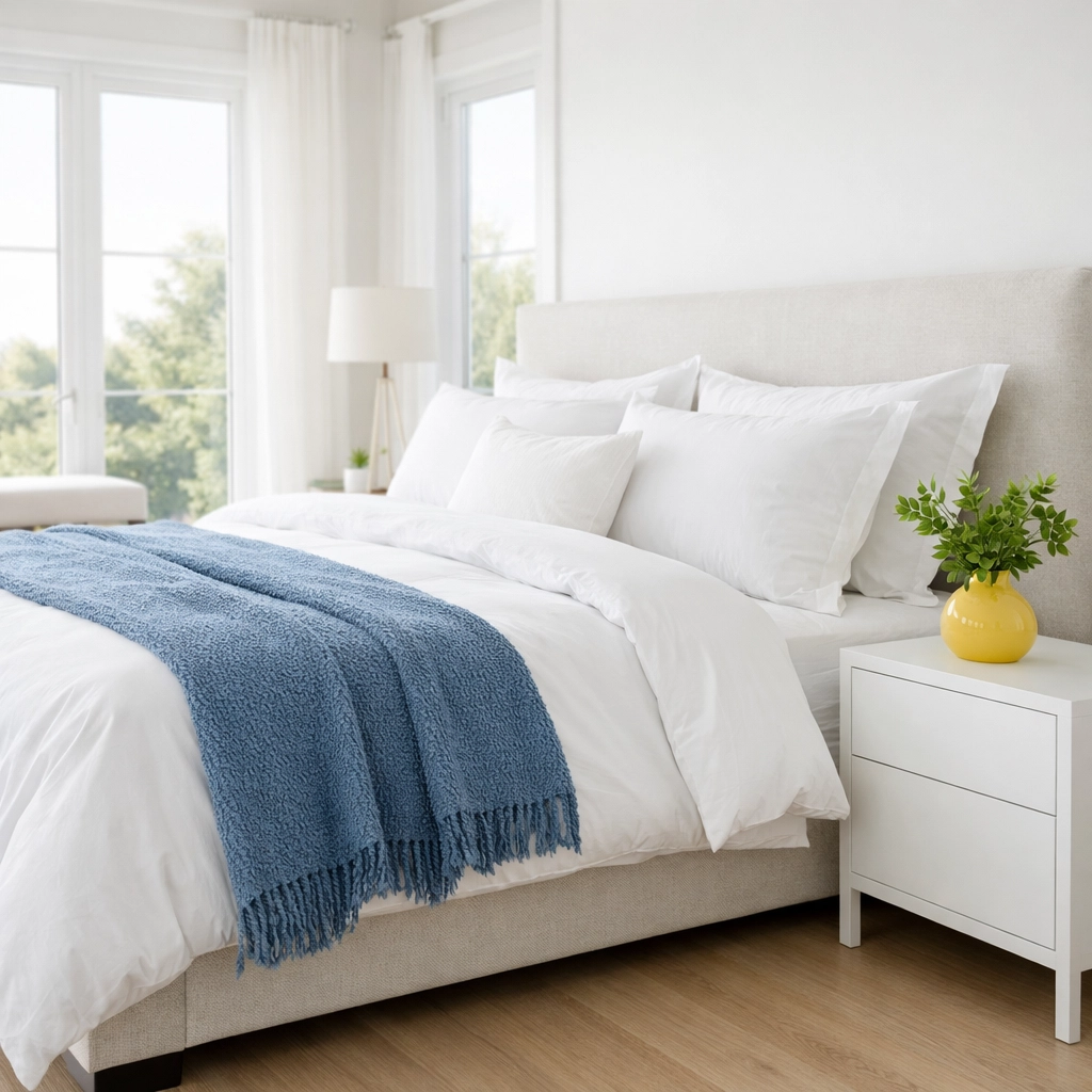 Dust-free bedroom cleaned with eco-friendly products by a residential cleaning East Brookfield MA team.