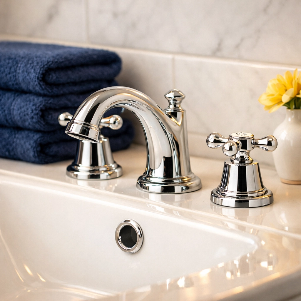 Spotless luxury bathroom vanity showing meticulous results from deep cleaning services near me.