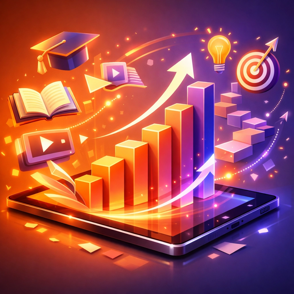 Business growth analytics and niche validation strategy tools on tablet