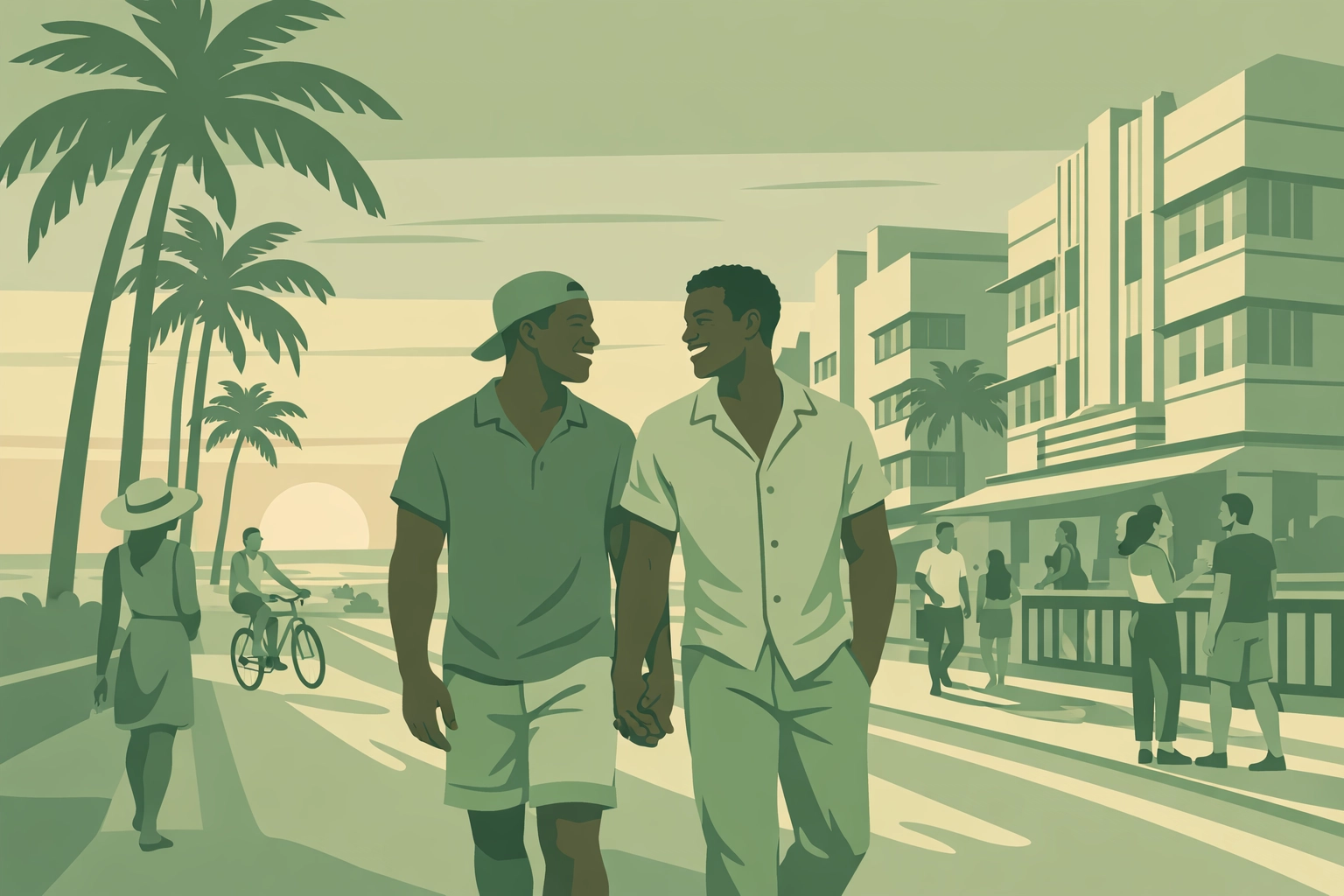 Haitian MM couple walking freely on Miami Ocean Drive after escaping persecution