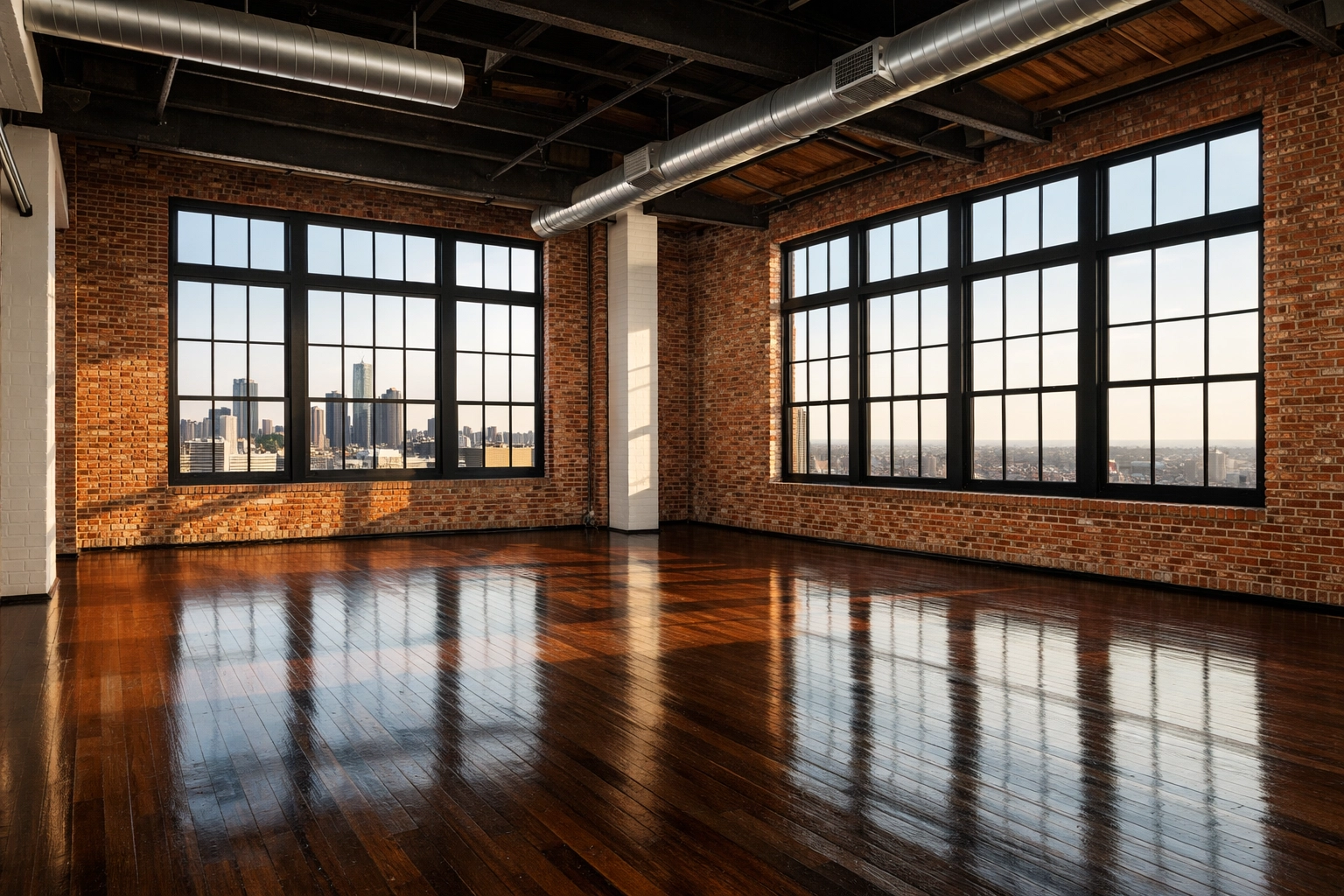 Immaculate renovated industrial loft in Detroit ready for new tenants after professional property turnover.