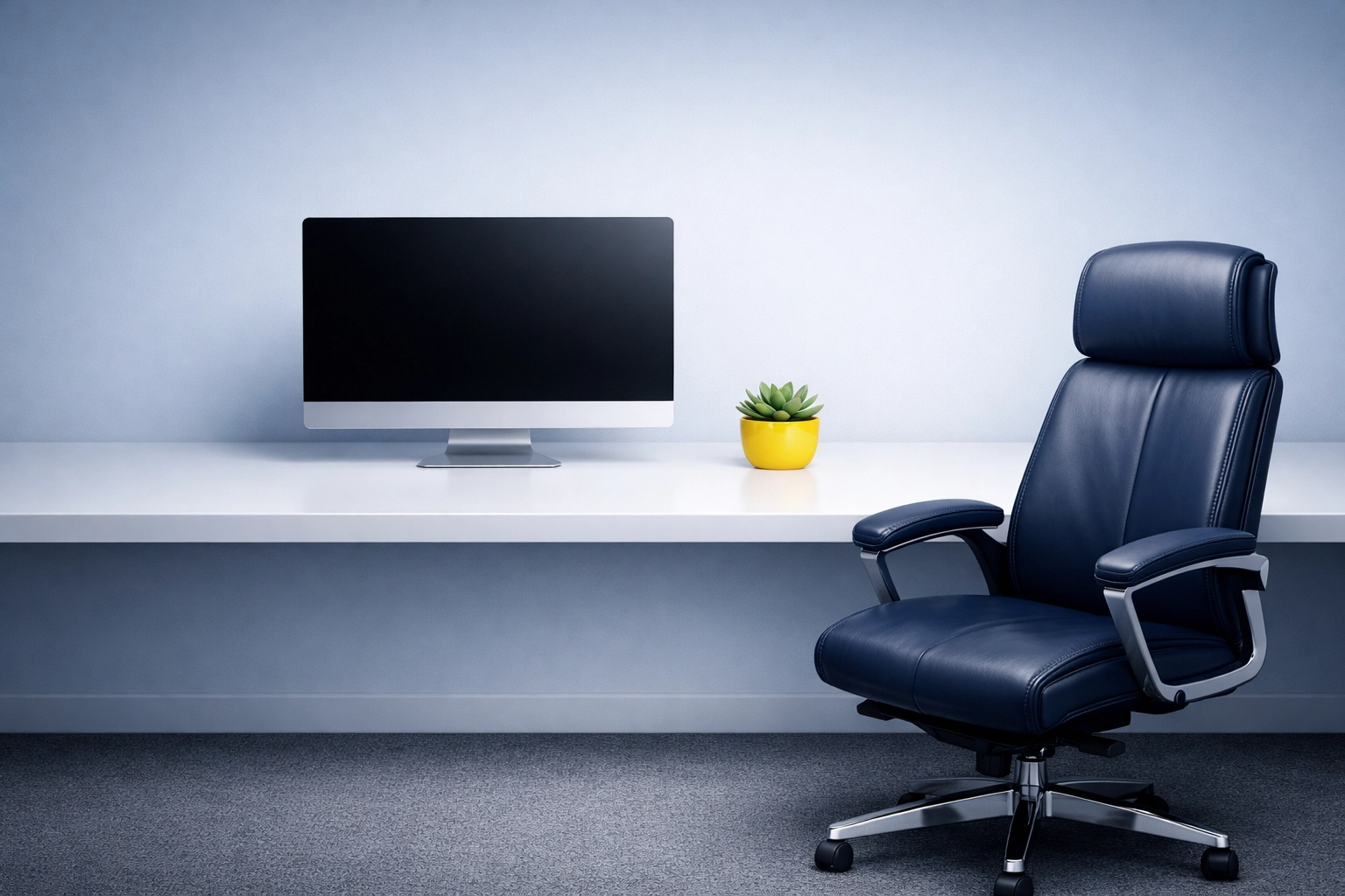 A tidy executive desk and vacuumed carpet illustrating the benefits of professional commercial cleaning Boxborough.