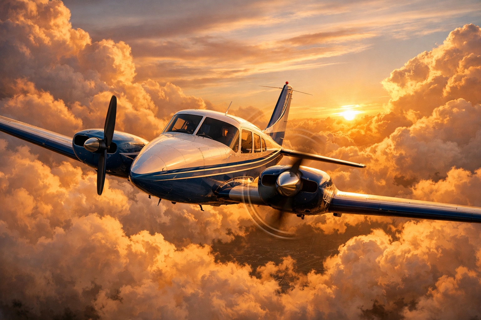 Twin-engine aircraft with a feathered propeller maintaining zero side slip during engine-out operations.