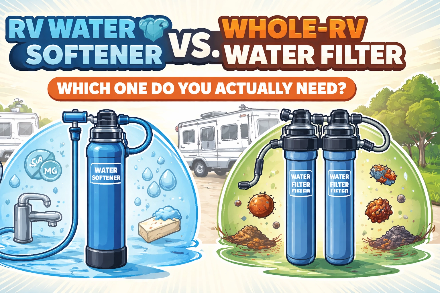 [HERO] RV Water Softener vs. Whole-RV Water Filter: Which One Do You Actually Need?