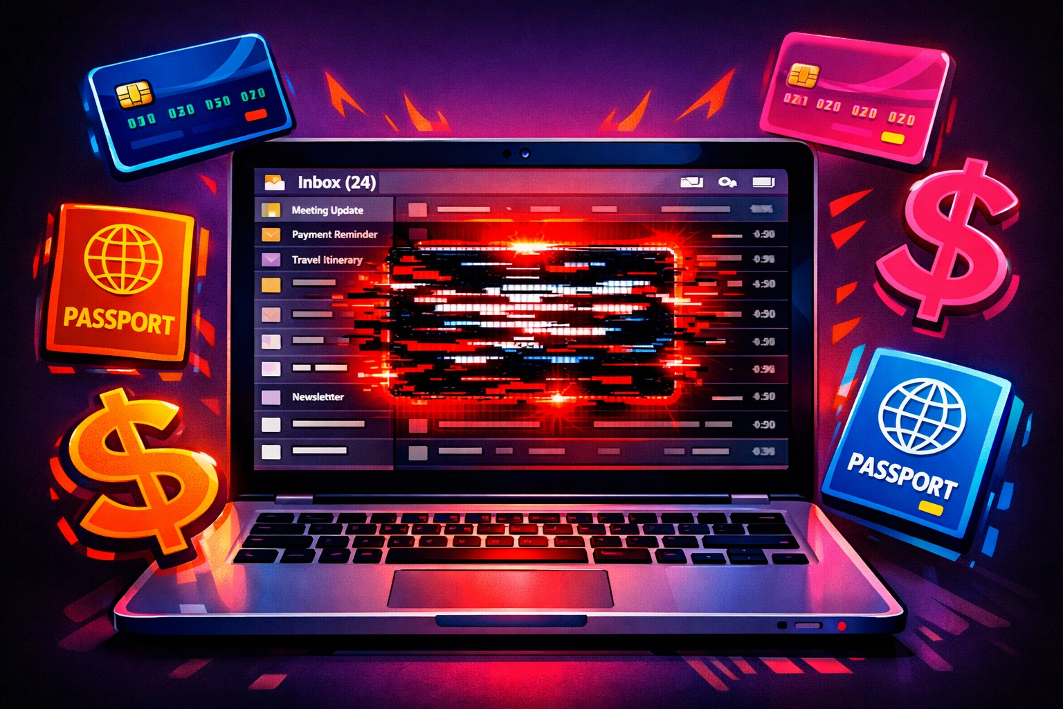 Phishing email attack stealing credit card and passport data from compromised inbox