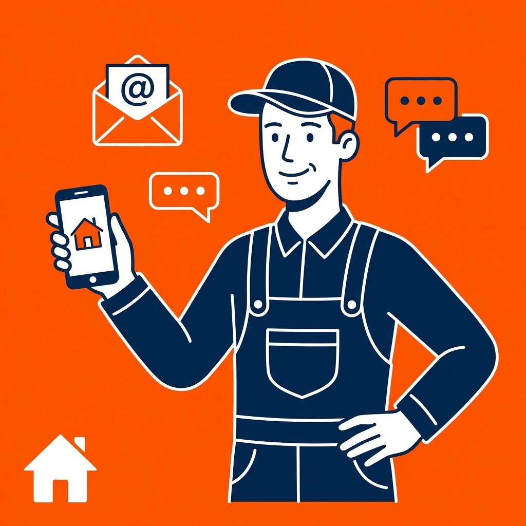 Technician using smartphone for customer communication