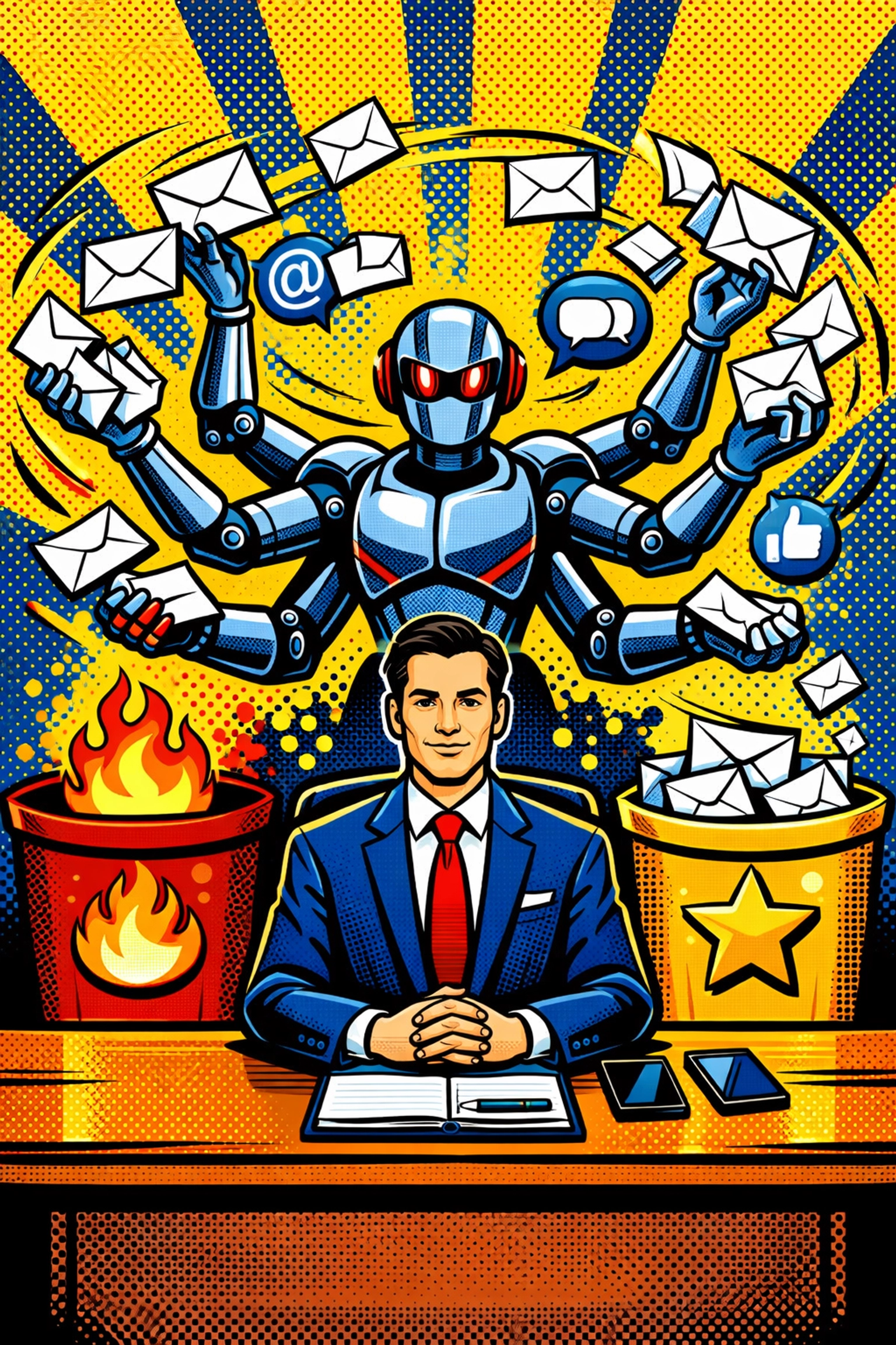 AI virtual assistant for business automatically sorting and prioritizing emails into task folders.